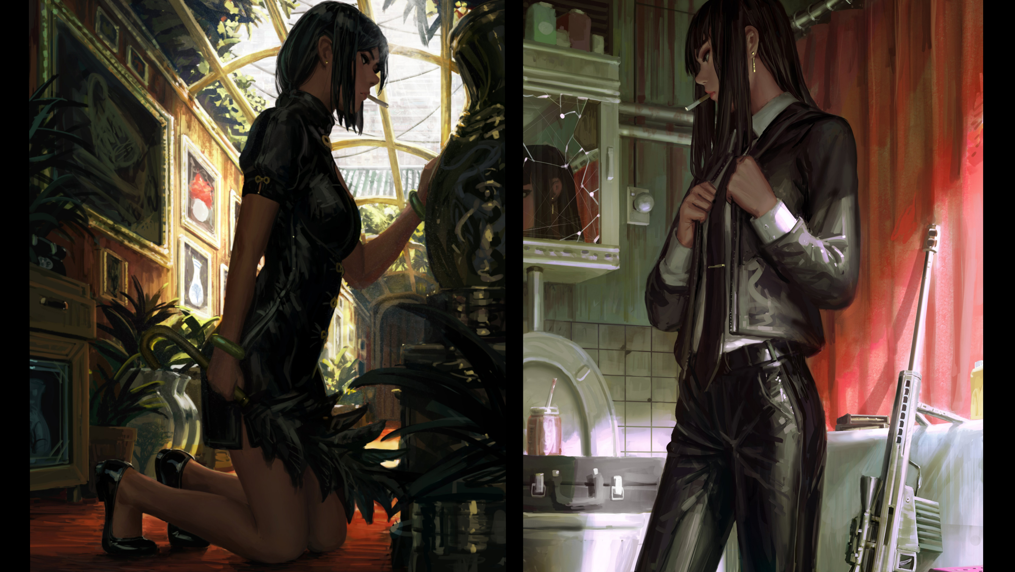 Girls and Guns HD Smoking HD Wallpaper