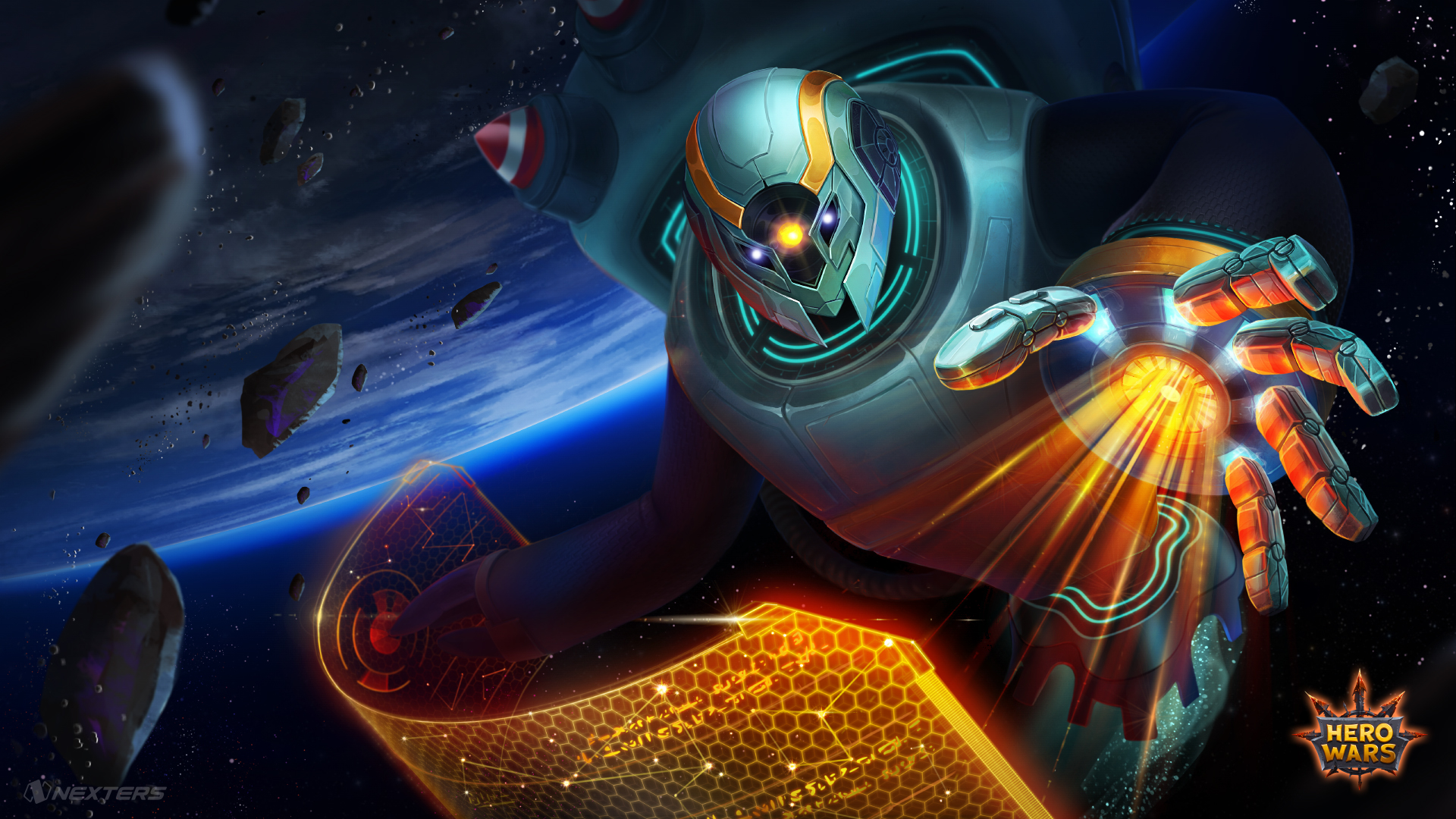 Hero Wars robot in space HD Wallpaper