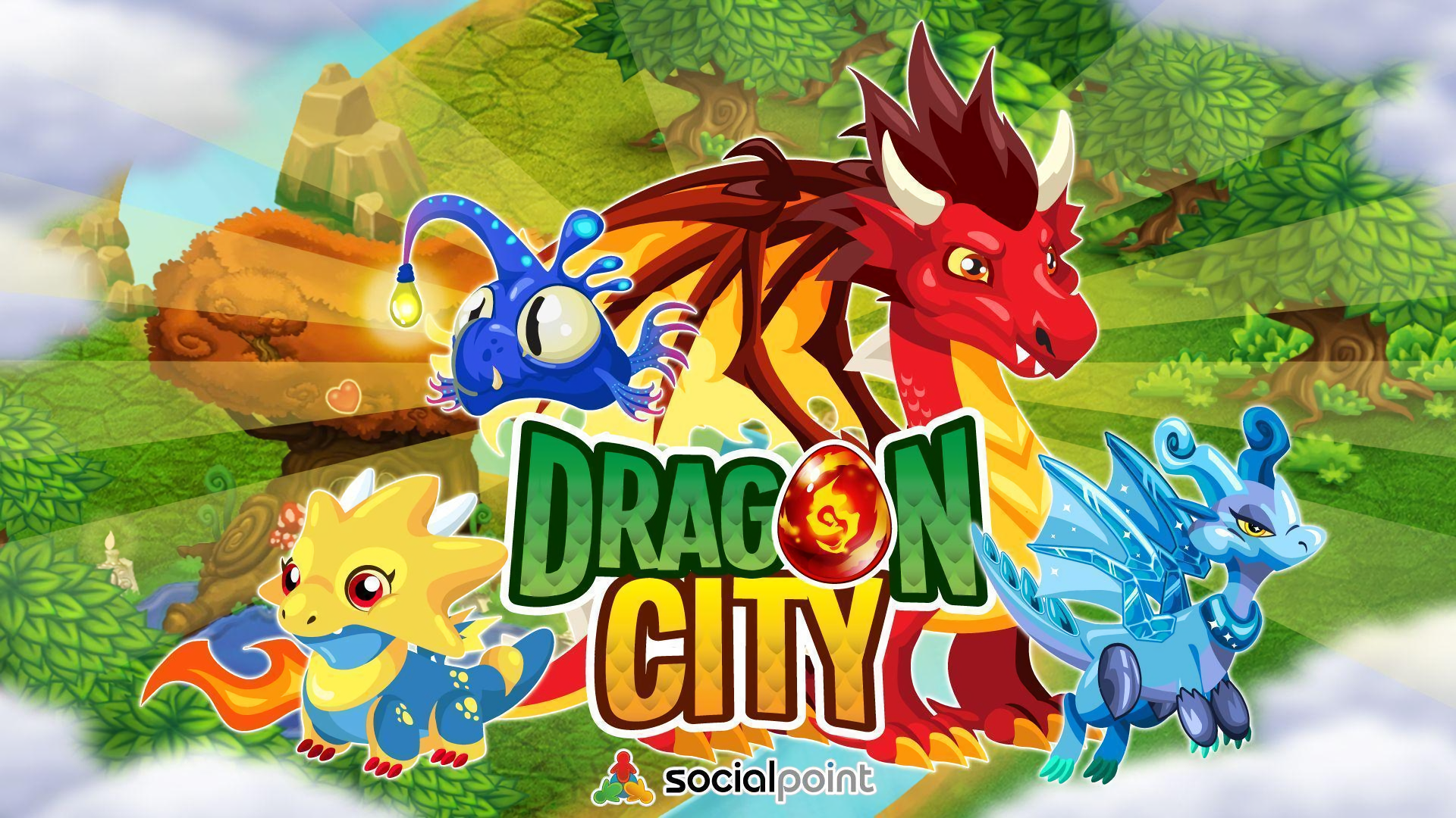 Dragon City game logo with dragons HD Wallpaper