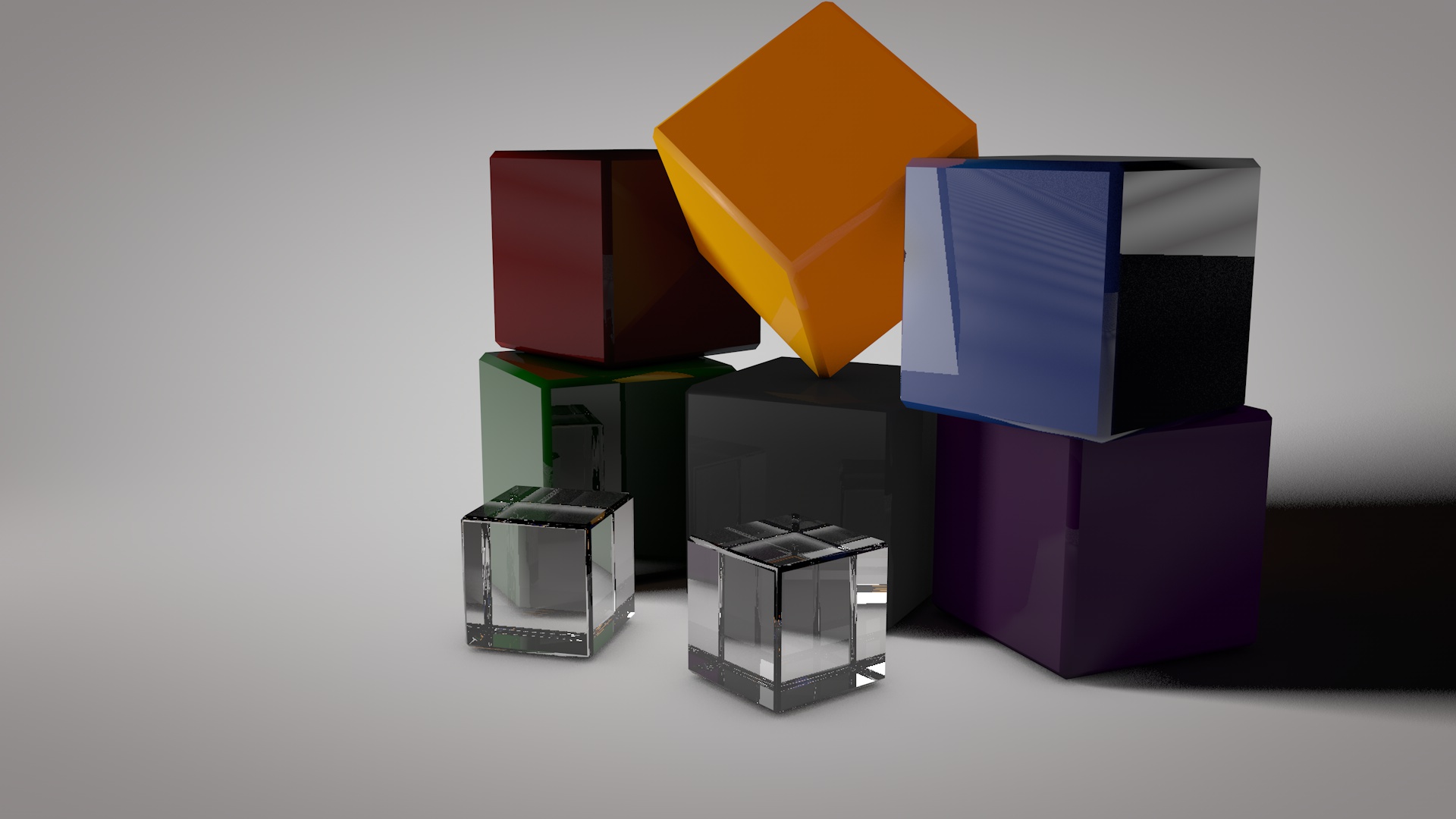 Abstract 3D render of colorful cubes HD Wallpaper
