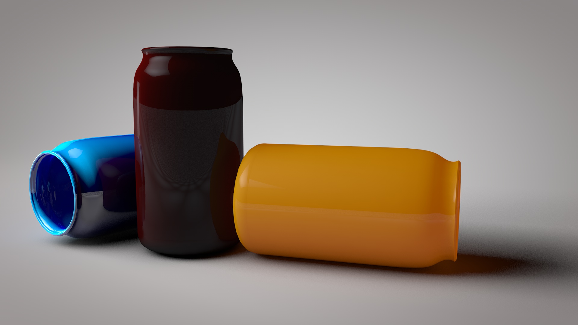 Three colorful cans on a plain background HD Wallpaper