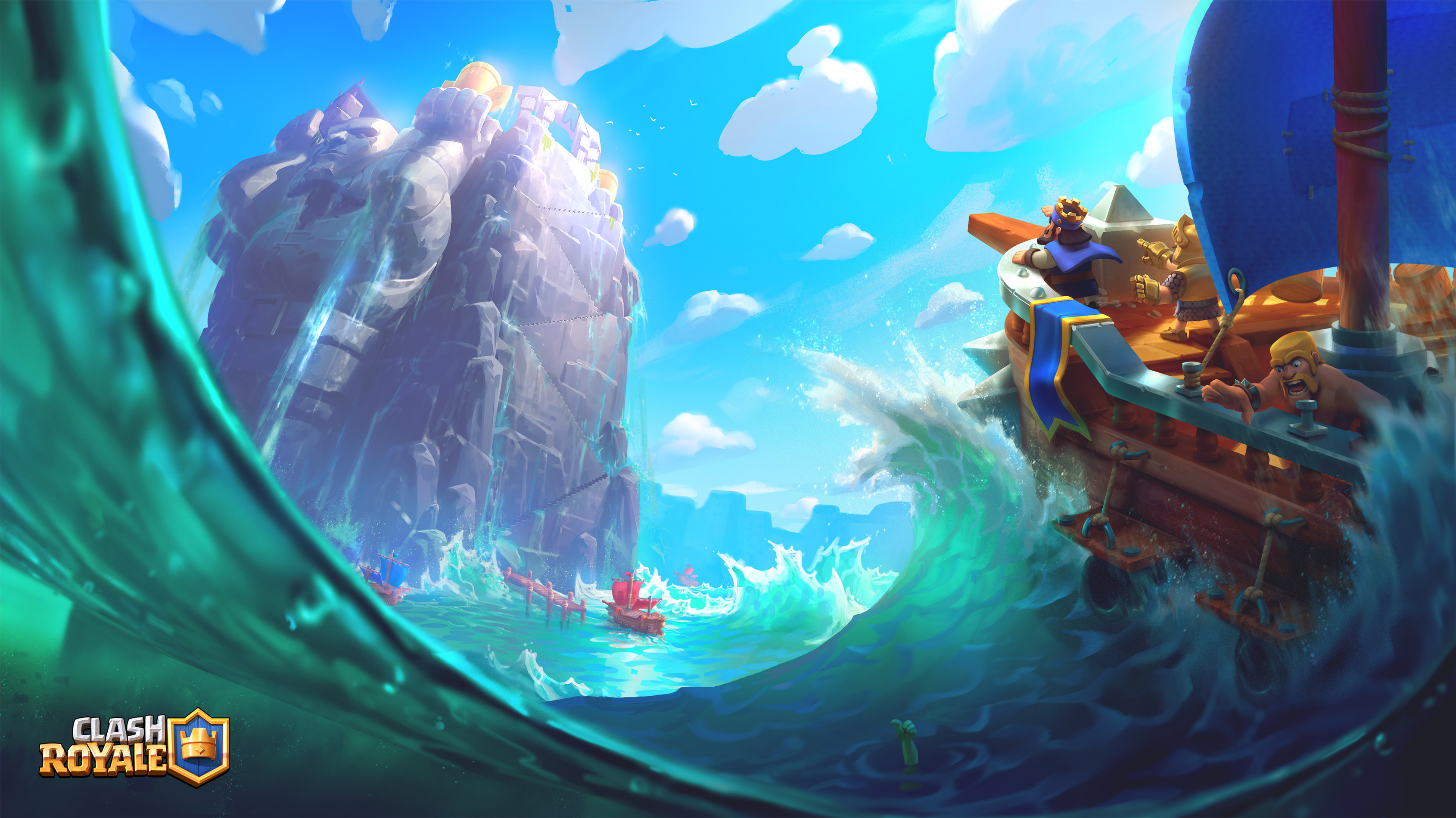 Clash Royale ship sailing on a stormy sea HD Wallpaper