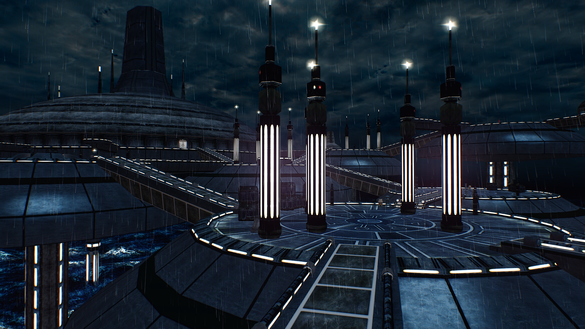 Kamino from Star Wars during a rainstorm HD Wallpaper