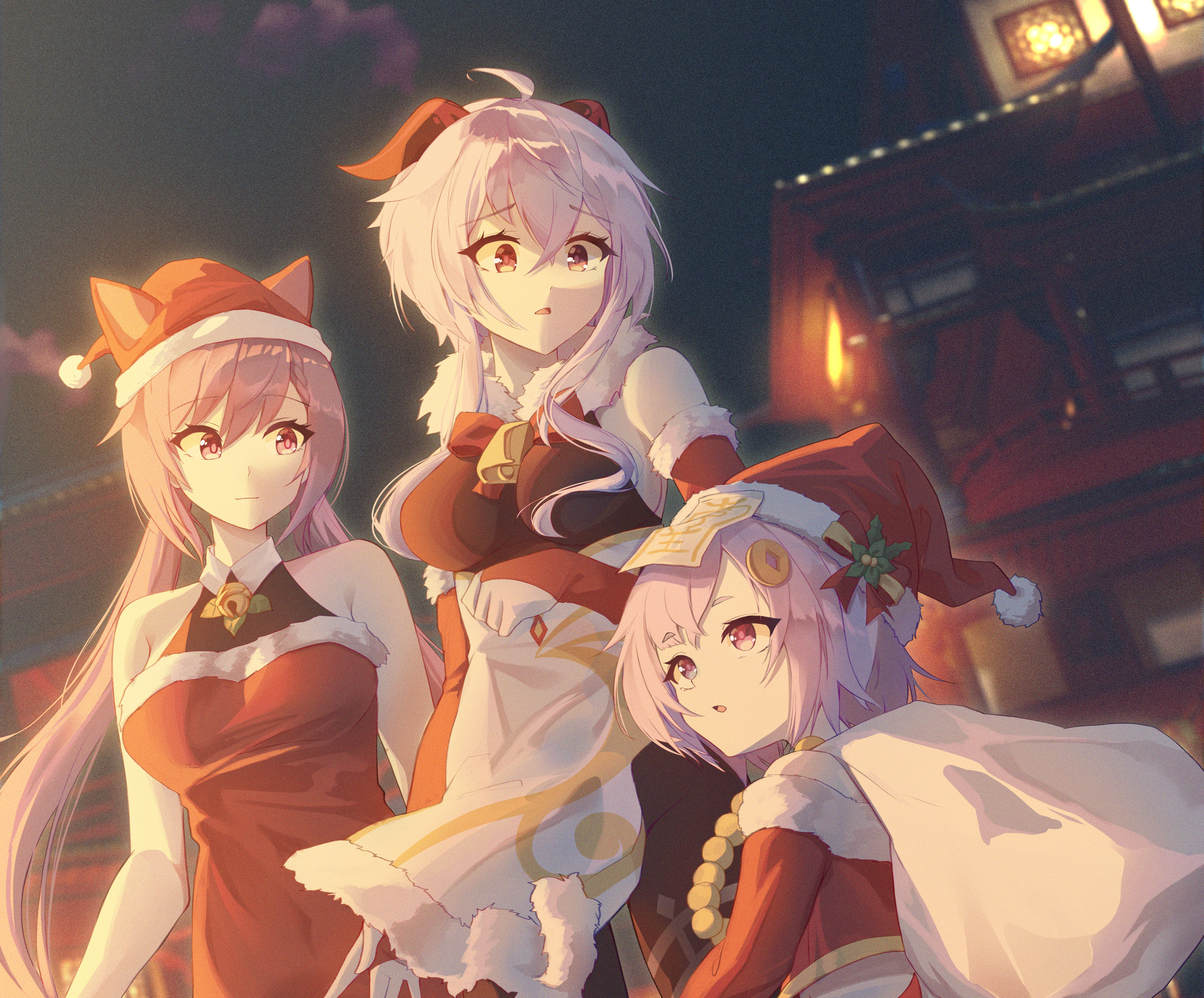 Keqing, Qiqi and Ganyu from Genshin Impact 4K HD Wallpaper