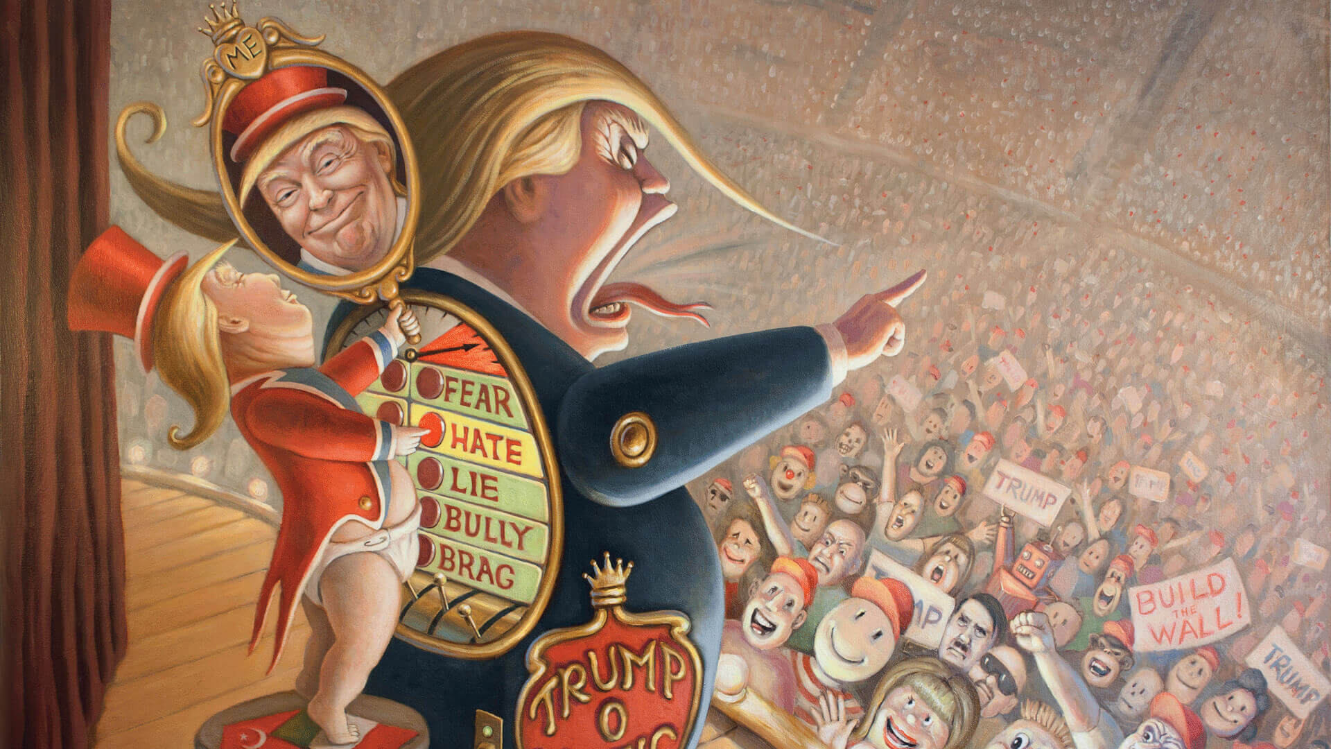 Donald Trump as a baby looking in a mirror, Trump-O-Matic HD Wallpaper