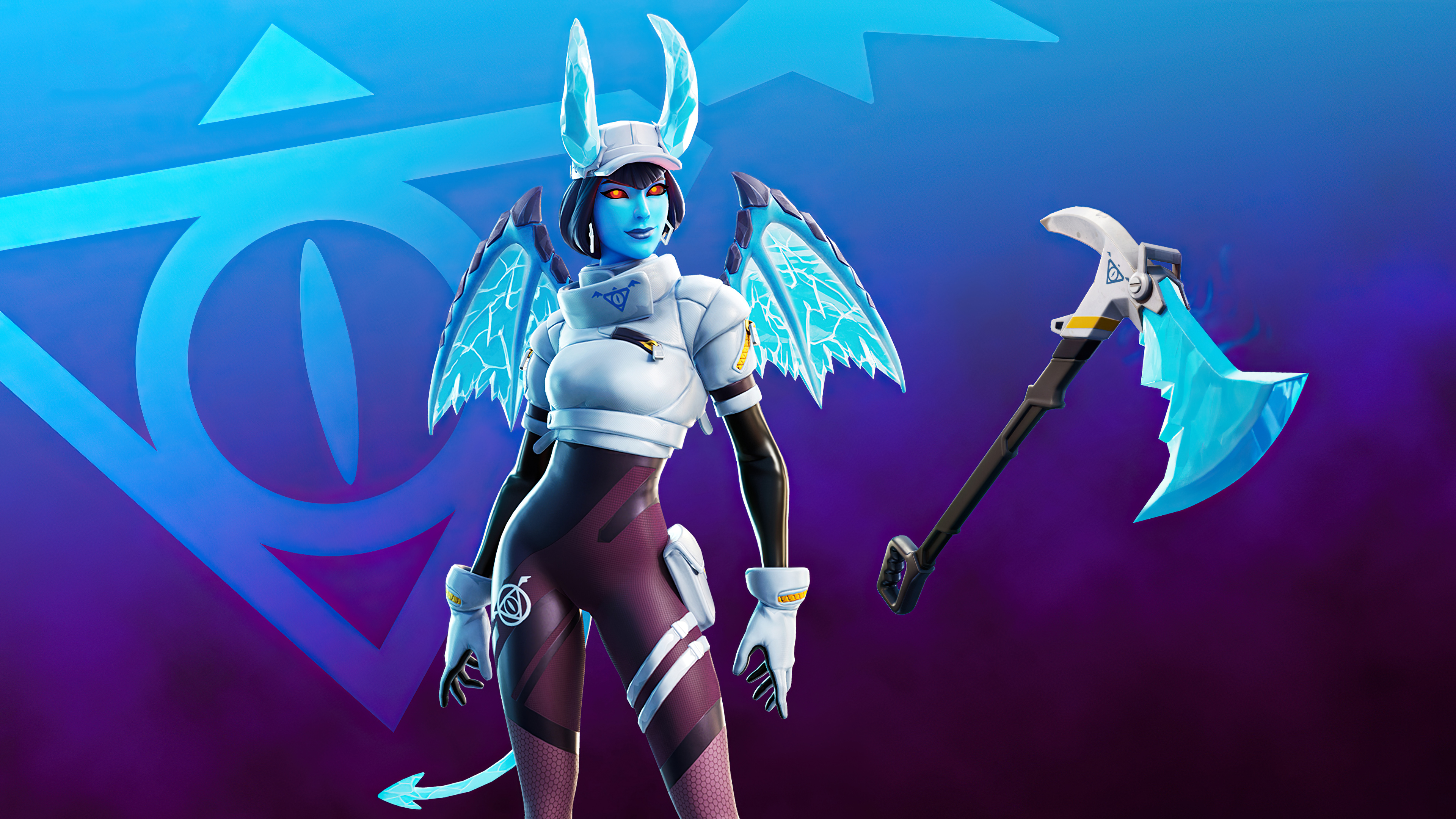 Fortnite Character with Ice Wings and Axe HD Wallpaper