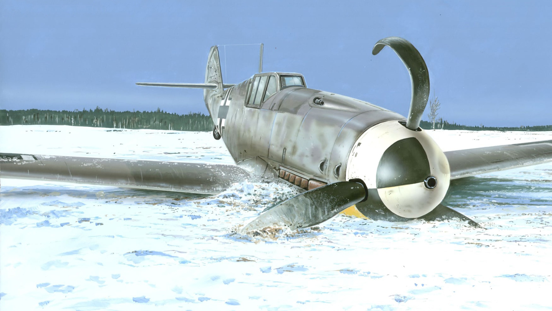 Messerschmitt Bf 109 in the snow HD Wallpaper