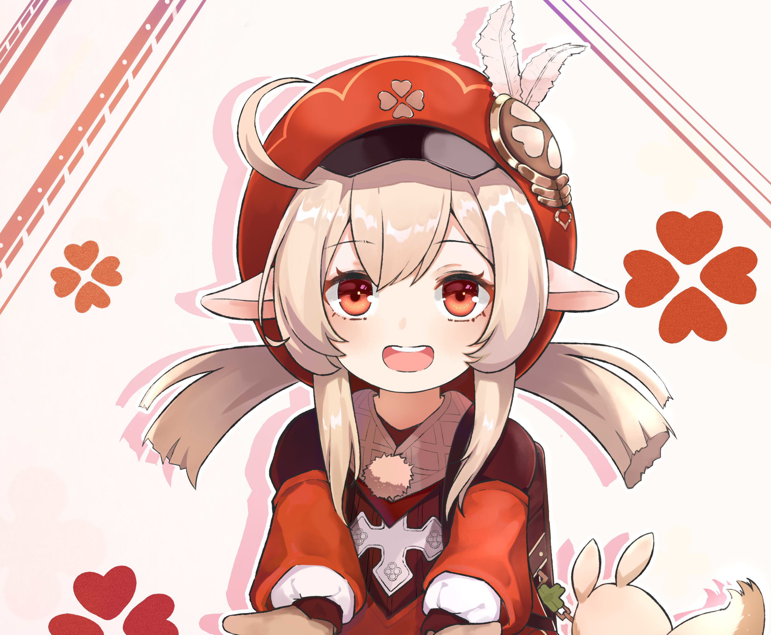 Klee from Genshin Impact with clover decorations HD Wallpaper