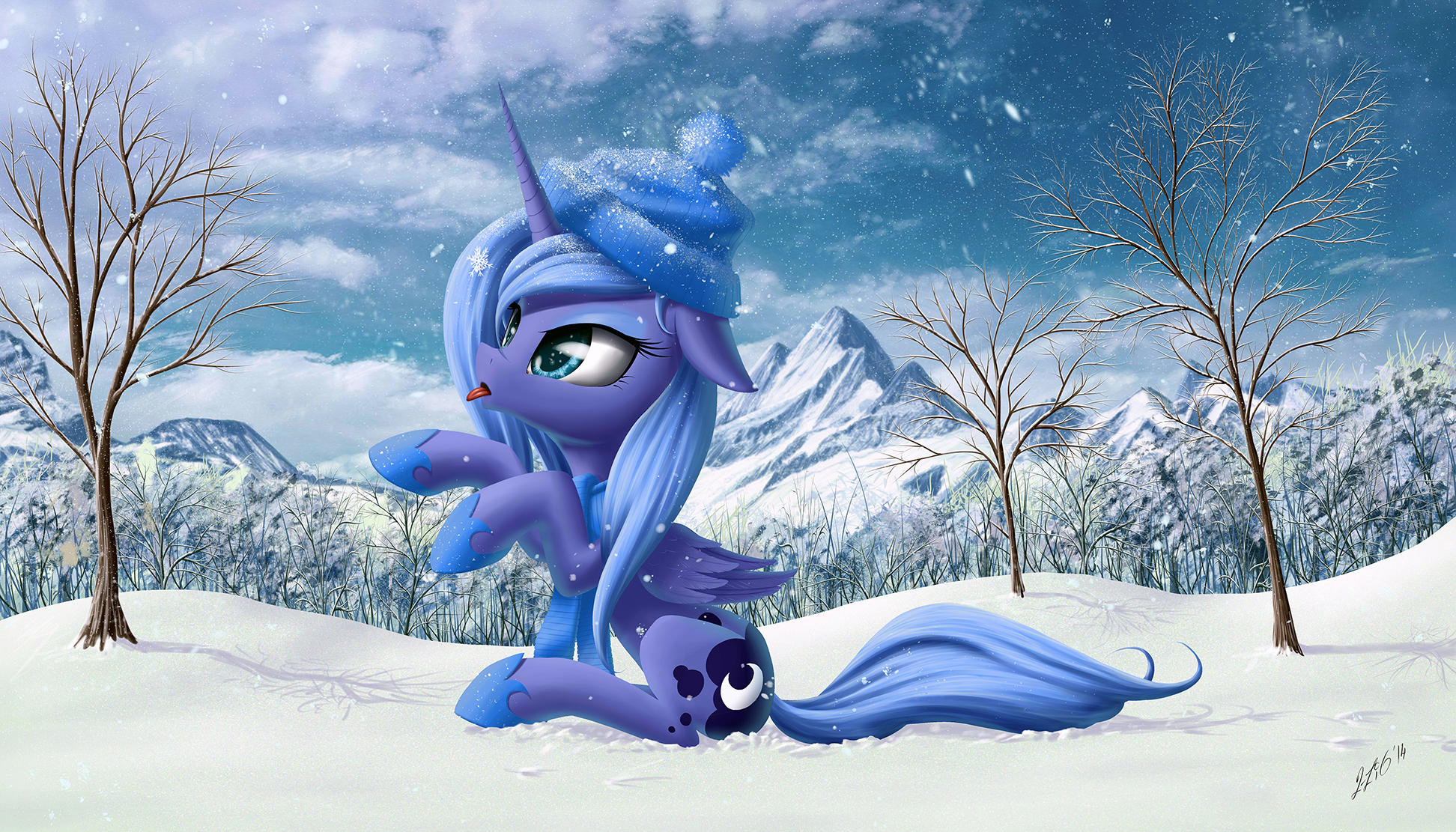 Princess Luna from My Little Pony in a snowy landscape HD Wallpaper