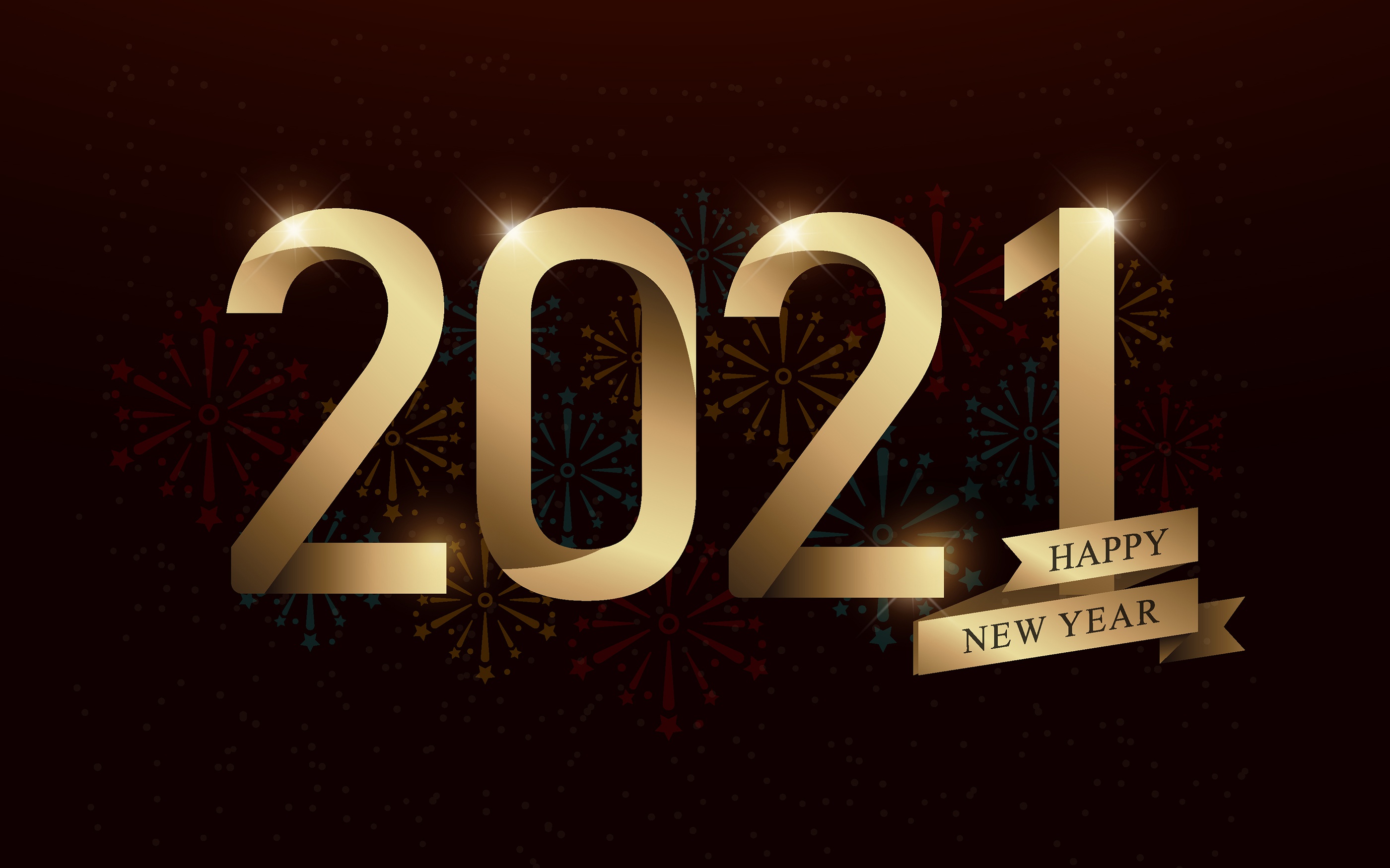 Happy New Year 2021 with Fireworks HD Wallpaper