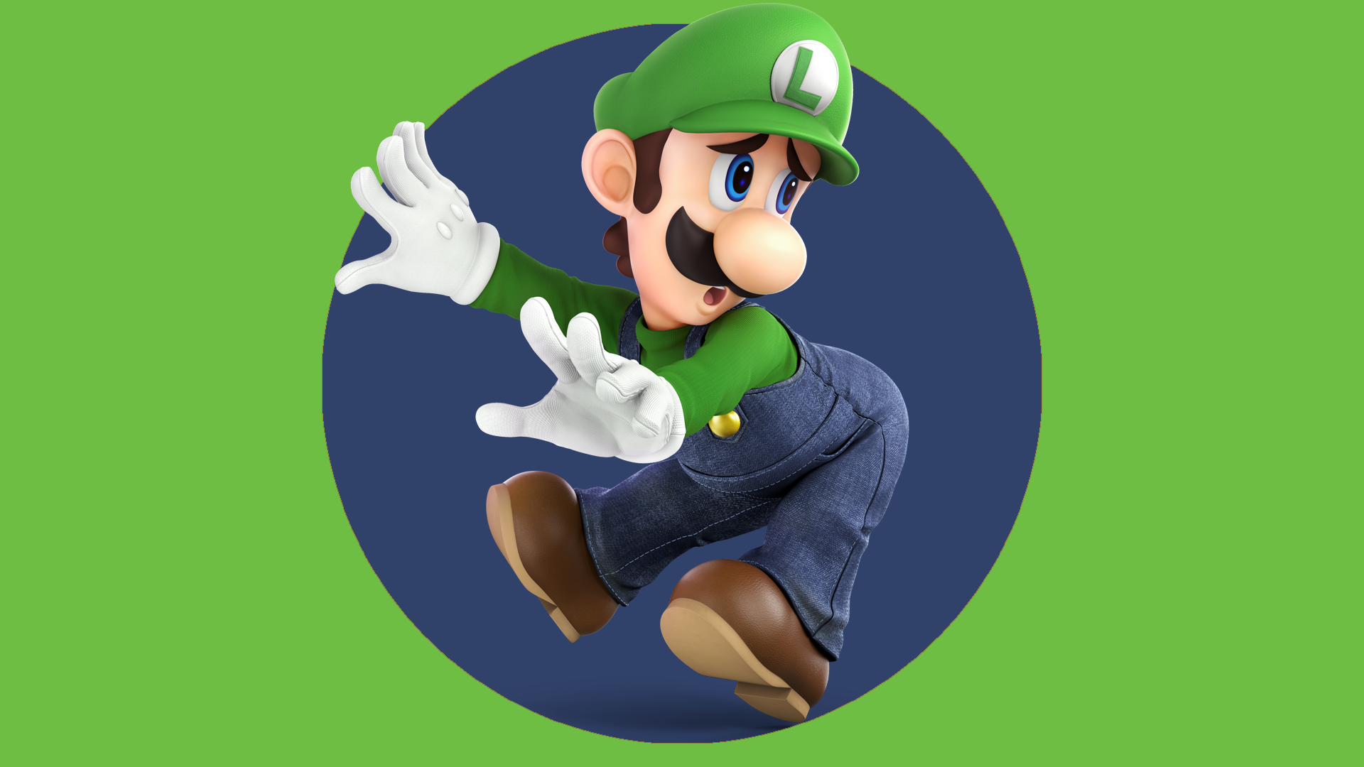 Luigi Action Pose from Super Smash Bros. Ultimate HD Wallpaper