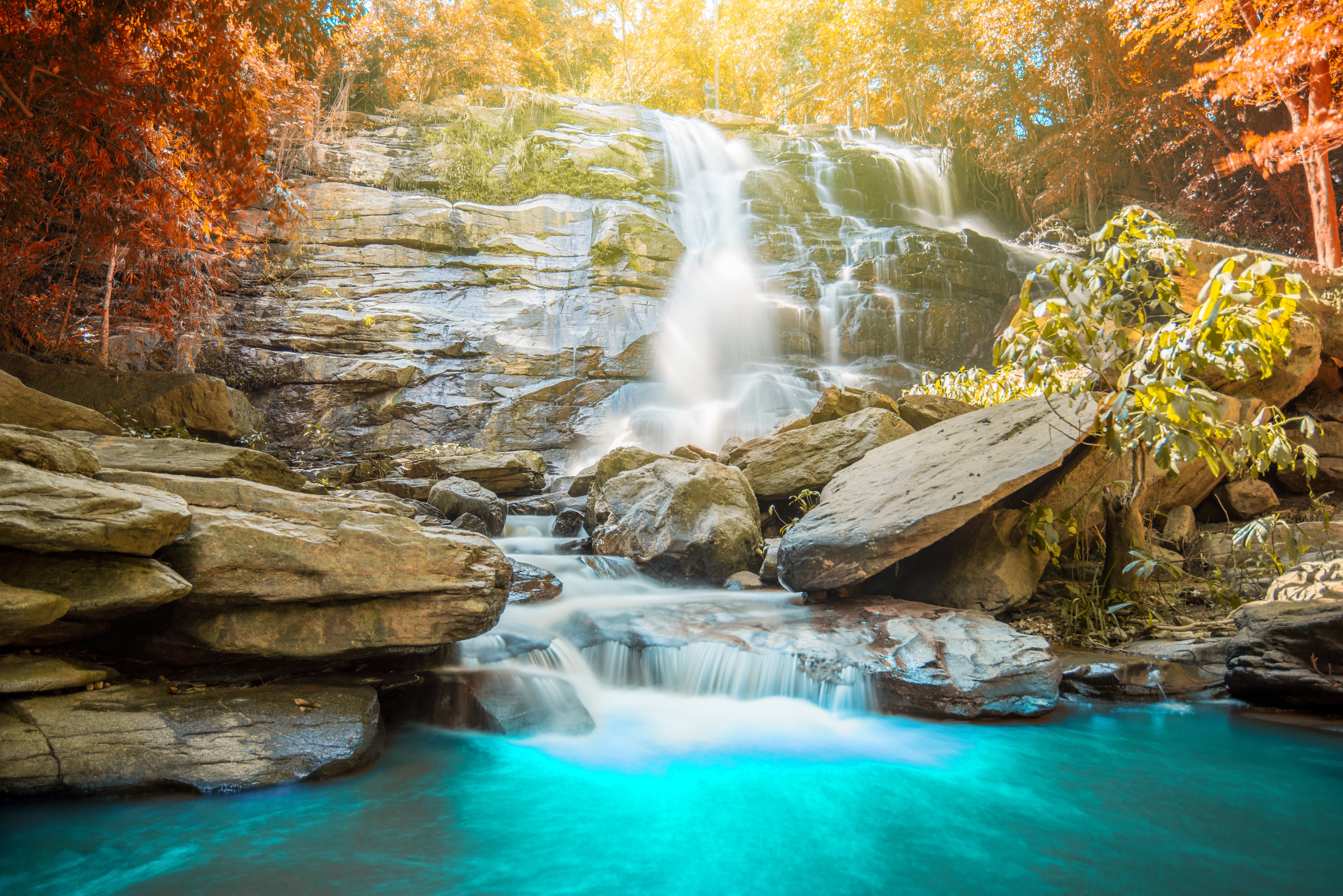 Waterfall 4K Nature Rock HD Wallpaper