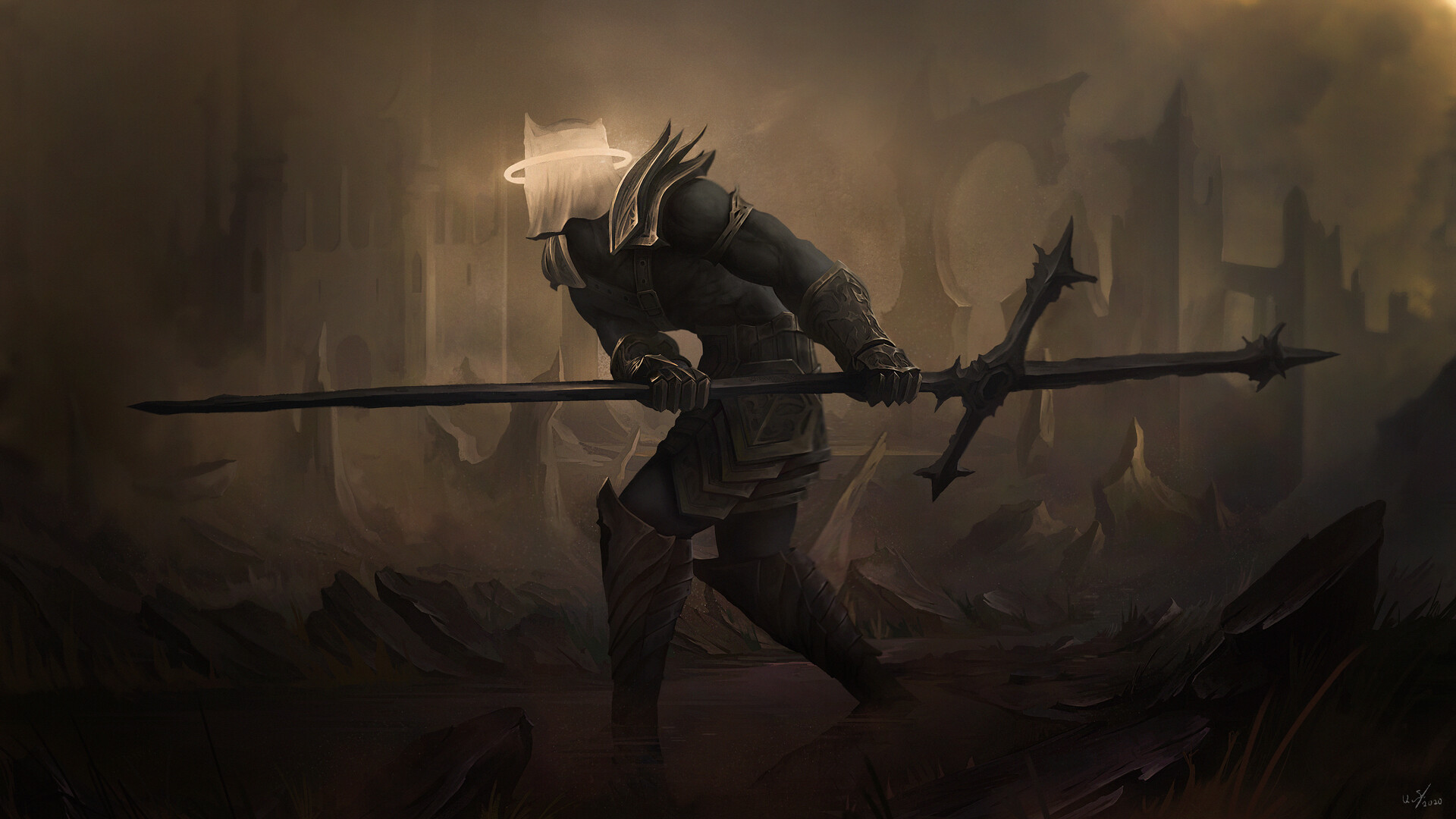 Battle Angel with Halo and Sword HD Wallpaper