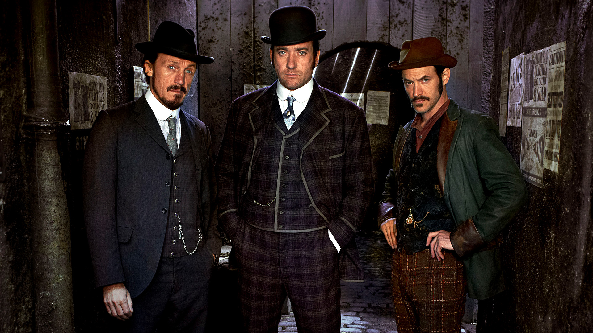 Three men in Victorian attire on Ripper Street HD Wallpaper