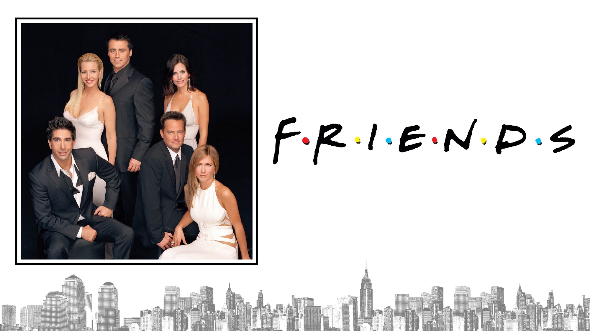 Friends Cast with Friends Logo and Cityscape HD Wallpaper