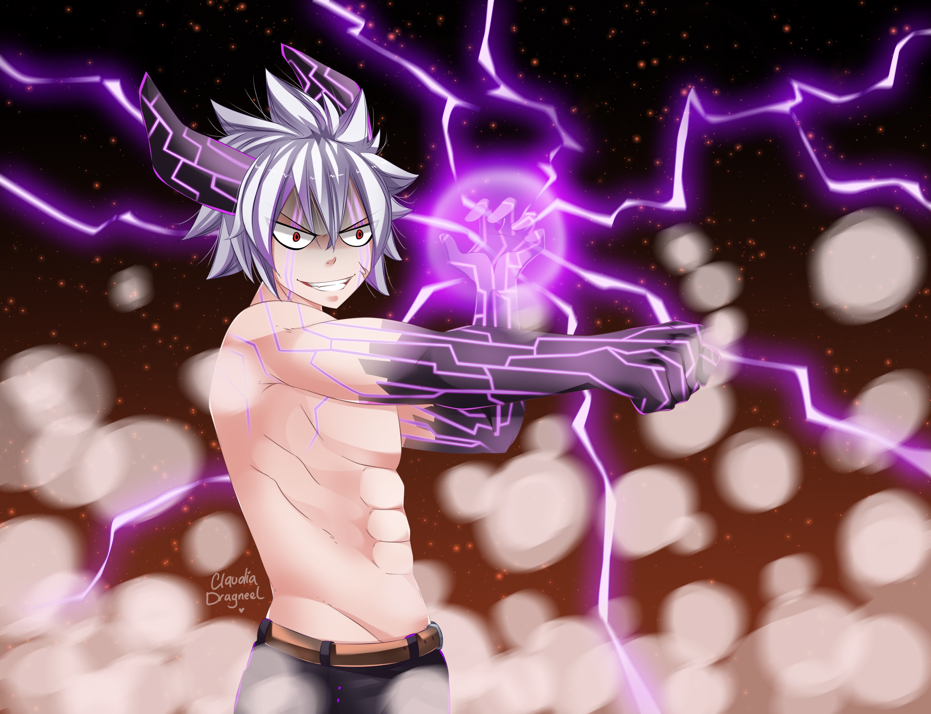 Shiki Granbell from Edens Zero with purple lightning HD Wallpaper