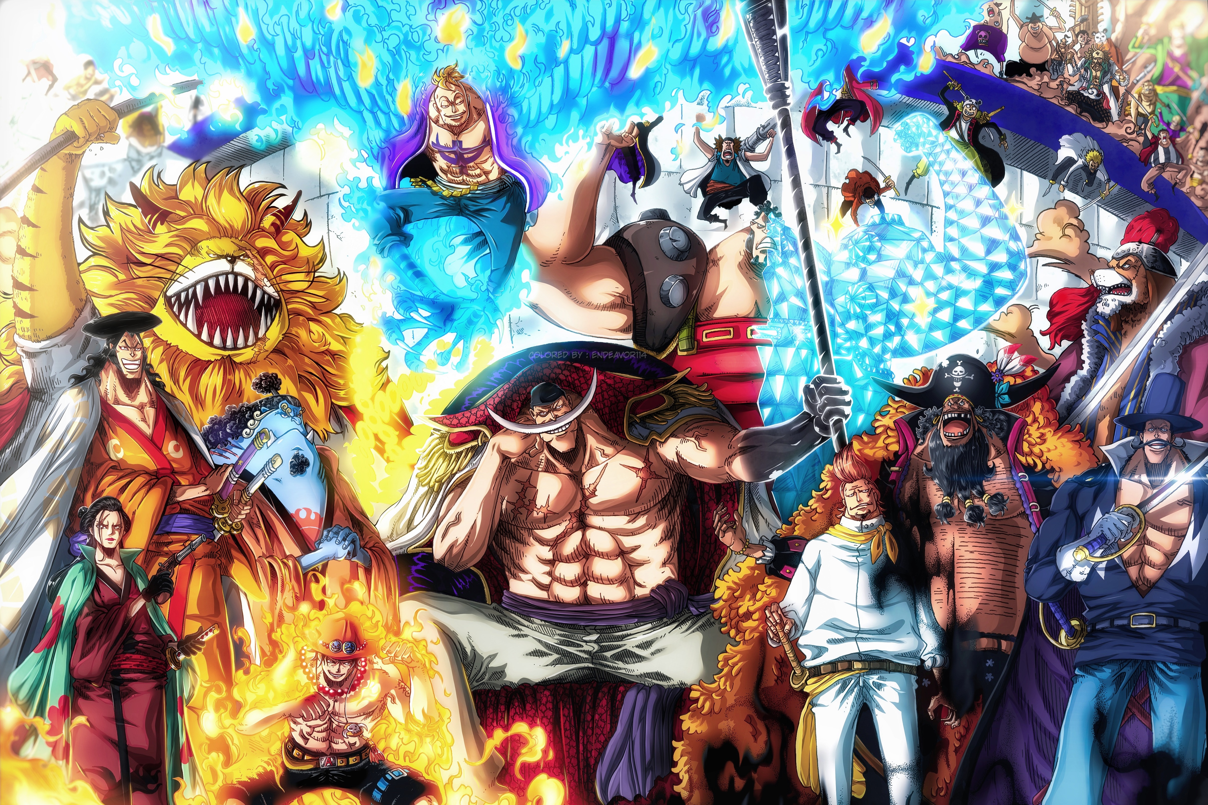 Dynamic White Beard Crew Anime Battle Scene HD Wallpaper