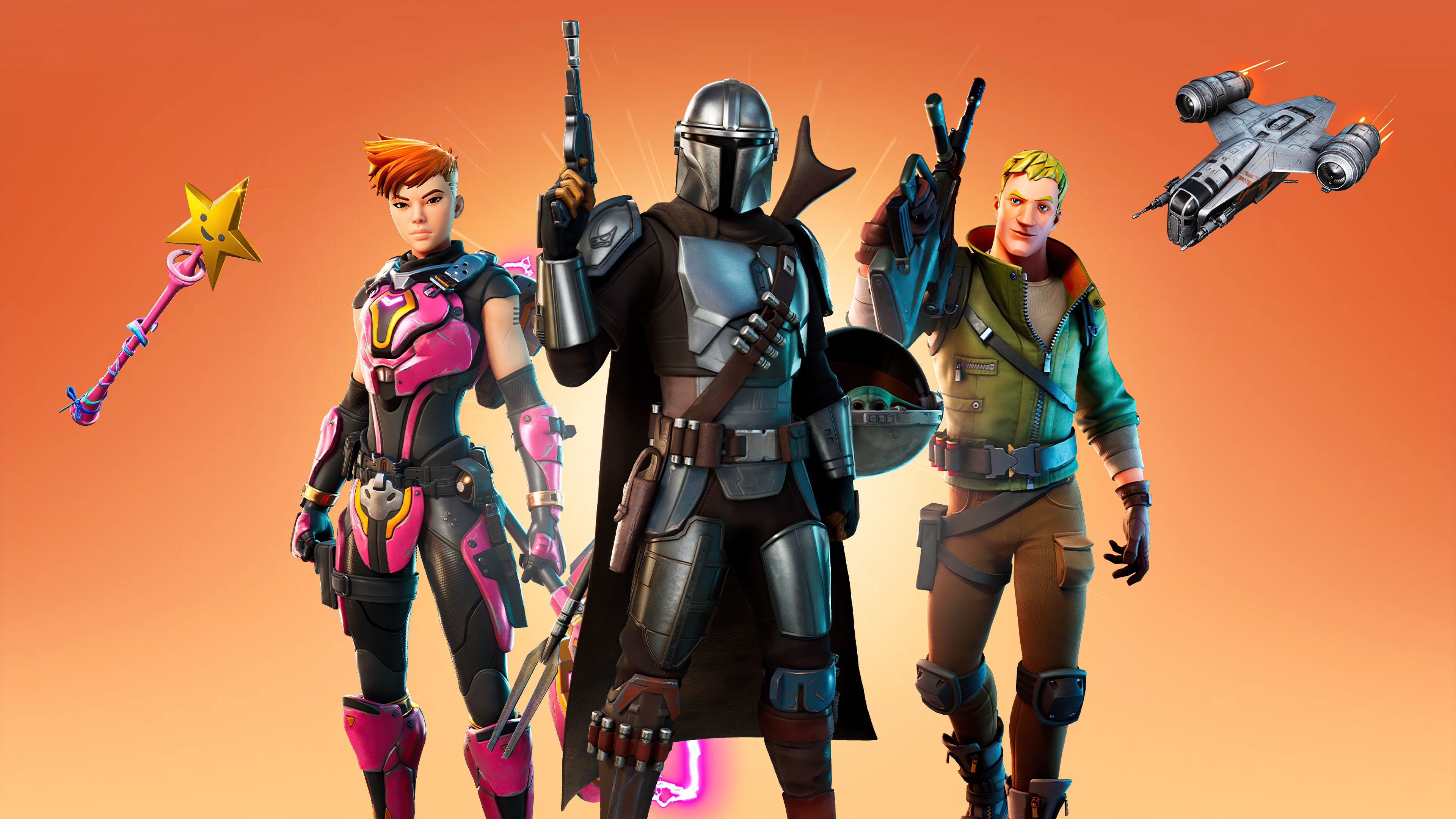 Fortnite 4K: The Mandalorian and Jonesy HD Wallpaper