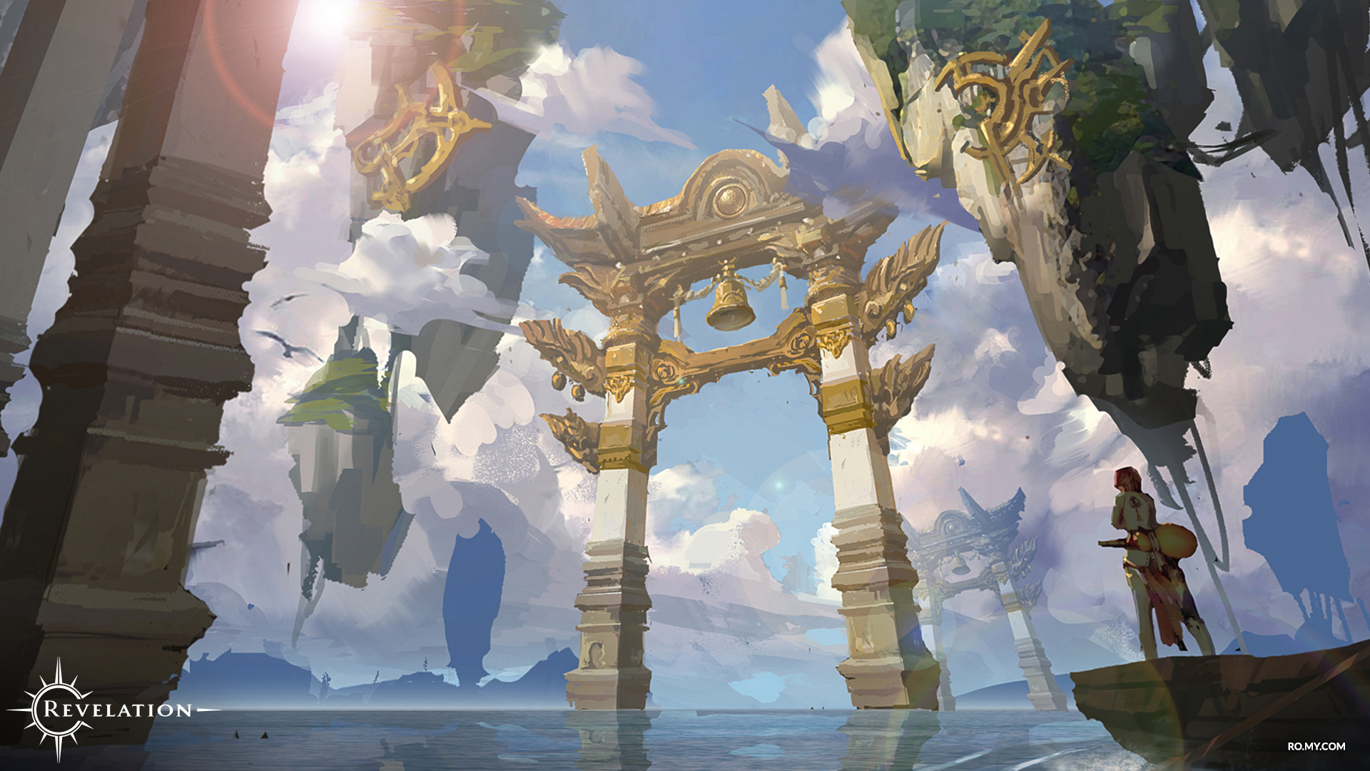 Revelation Online fantasy landscape with floating islands HD Wallpaper