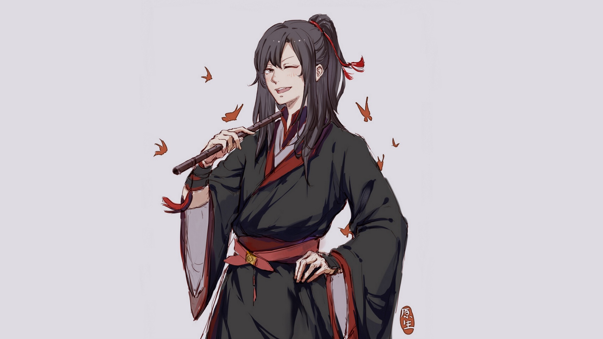 Wei Wuxian from Mo Dao Zu Shi playing a flute HD Wallpaper