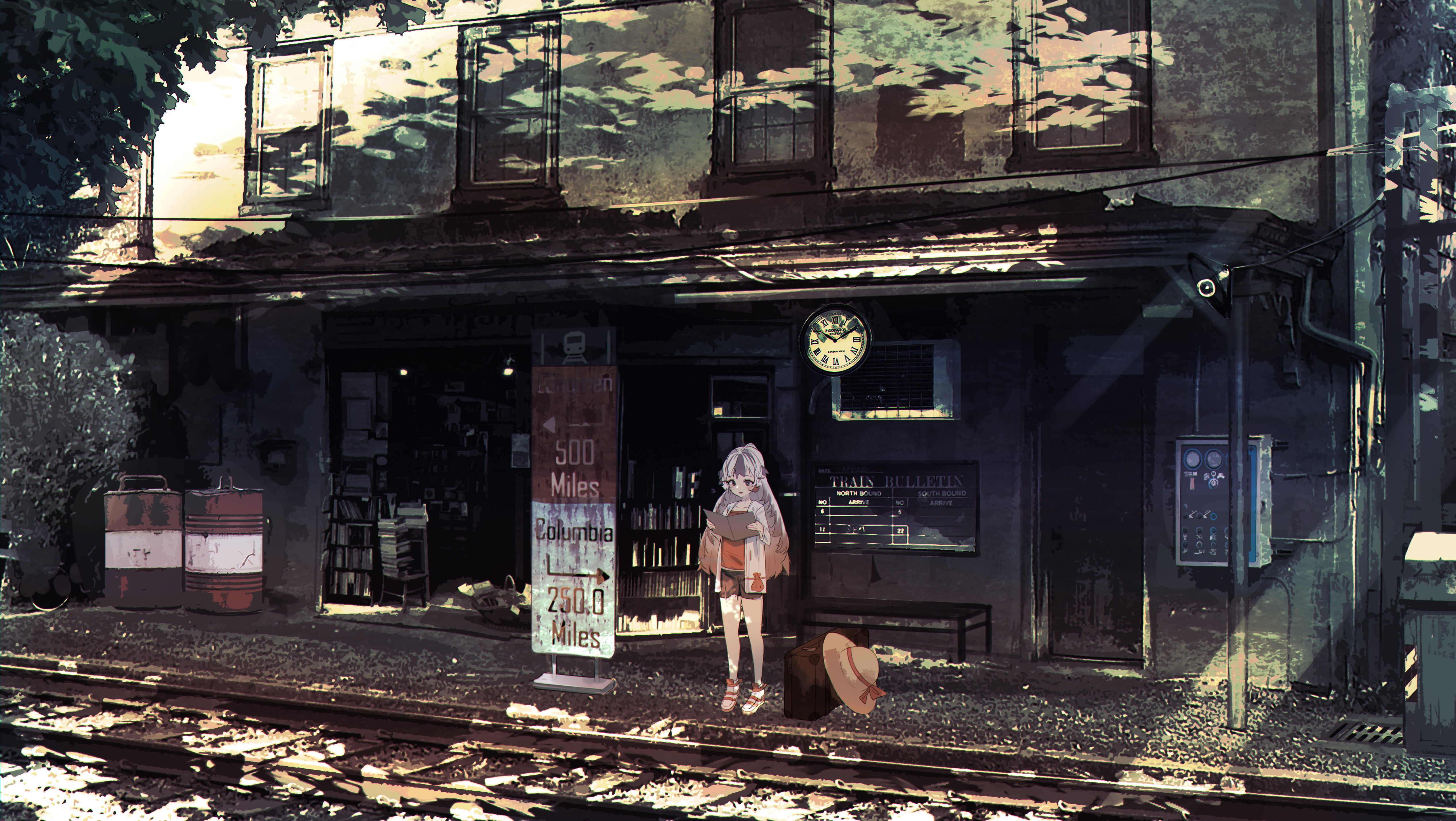 Snowsant from Arknights at a Train Station HD Wallpaper