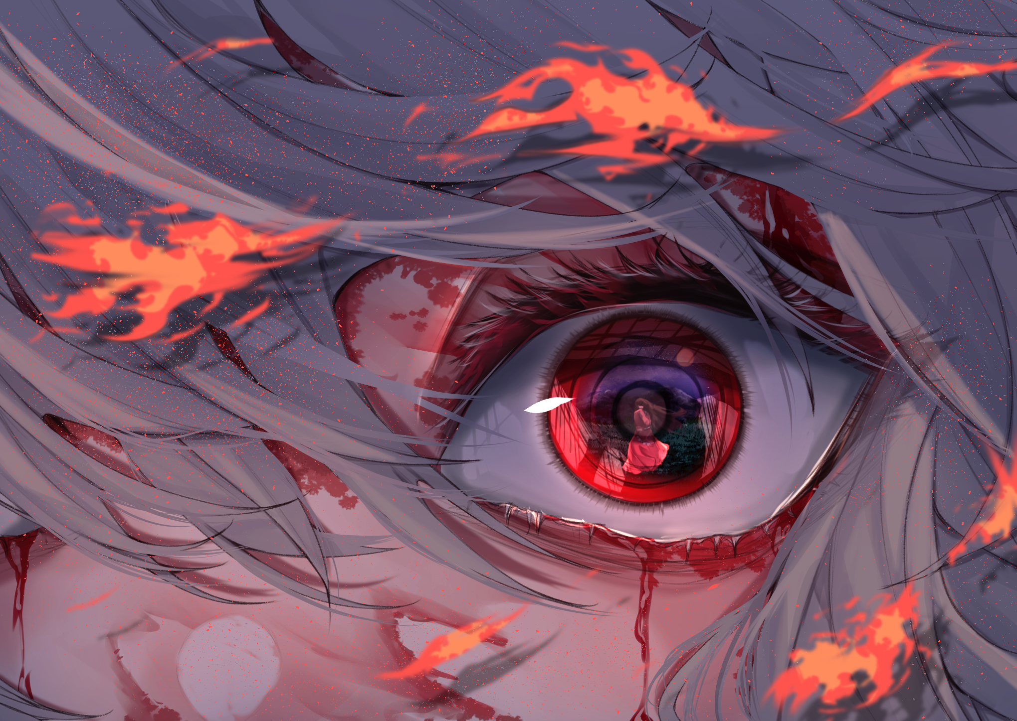 Fujiwara no Mokou from Touhou HD Wallpaper