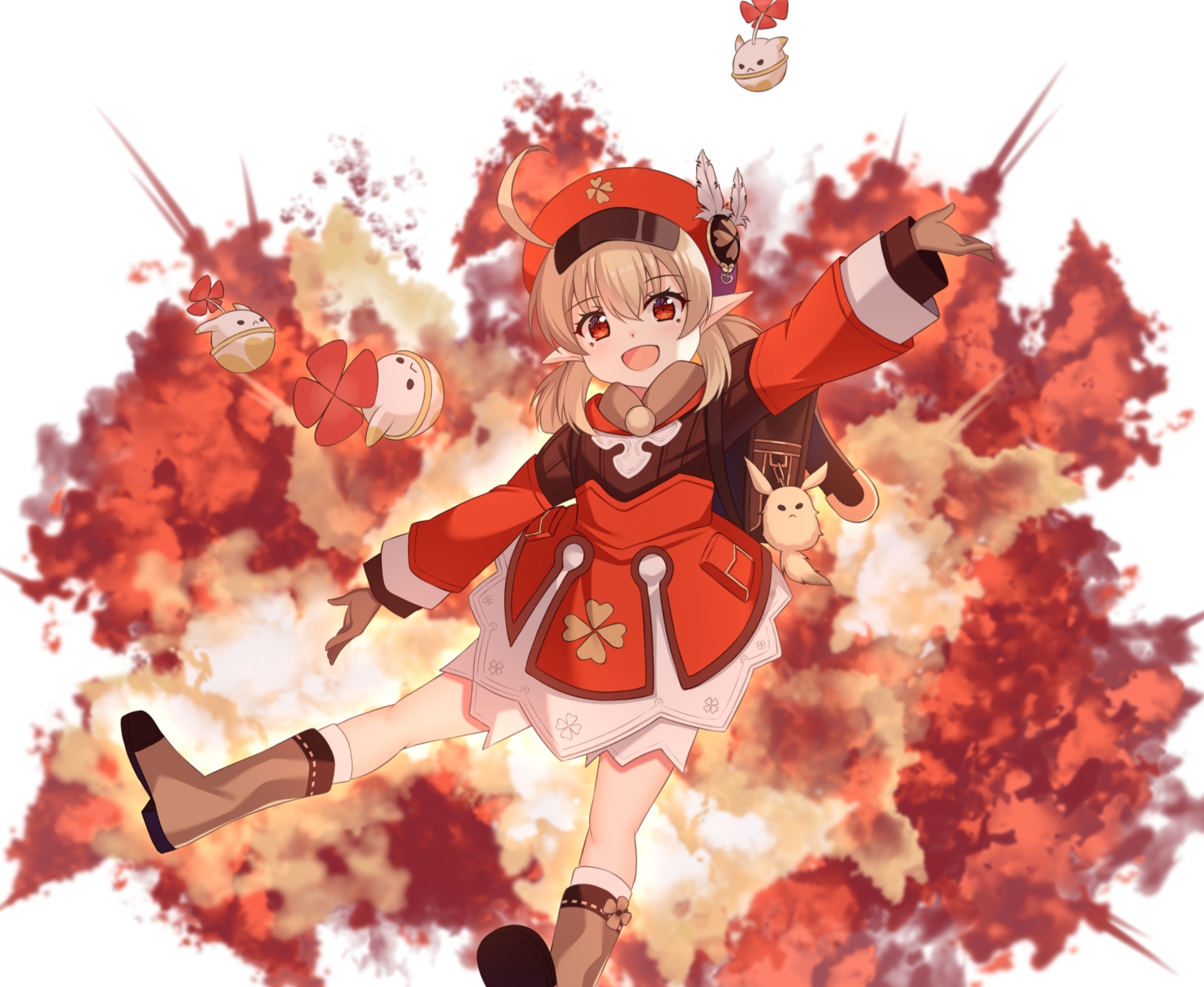 Klee from Genshin Impact with bombs HD Wallpaper