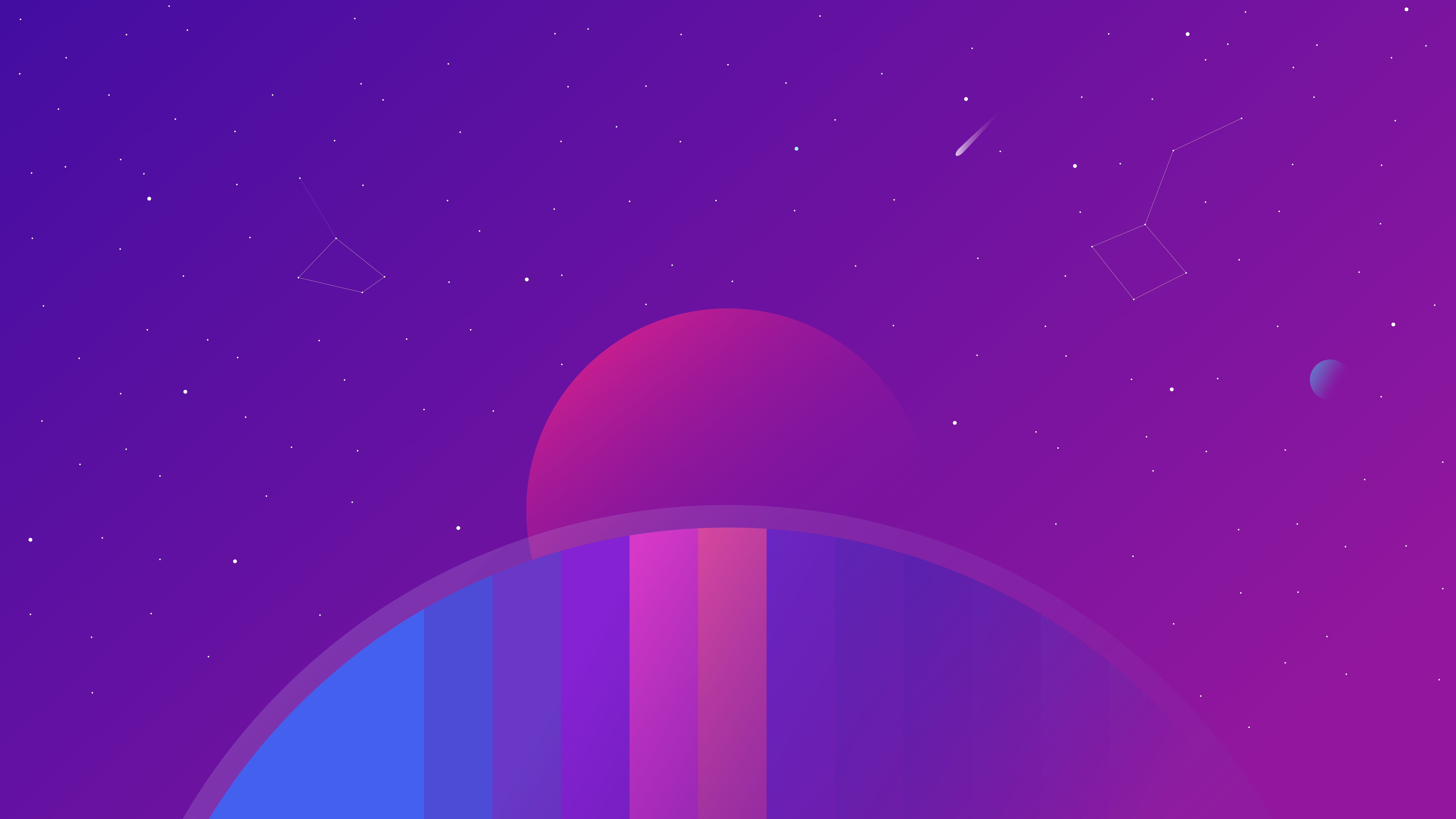 Planet X in a purple galaxy with stars HD Wallpaper