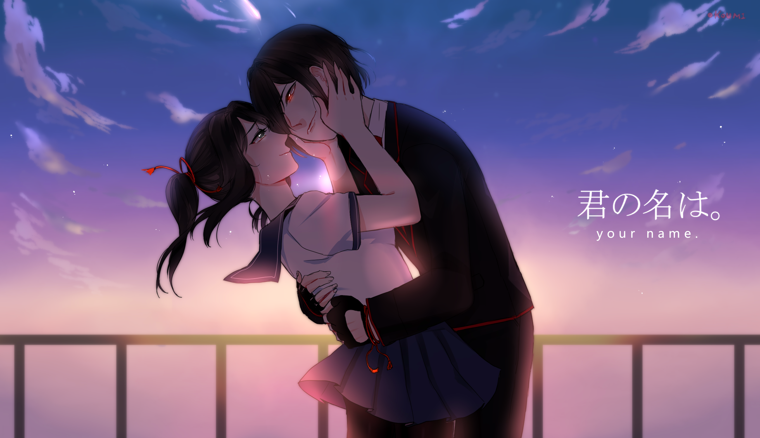 Mitsuha Miyamizu and Taki Tachibana from Your Name. HD Wallpaper