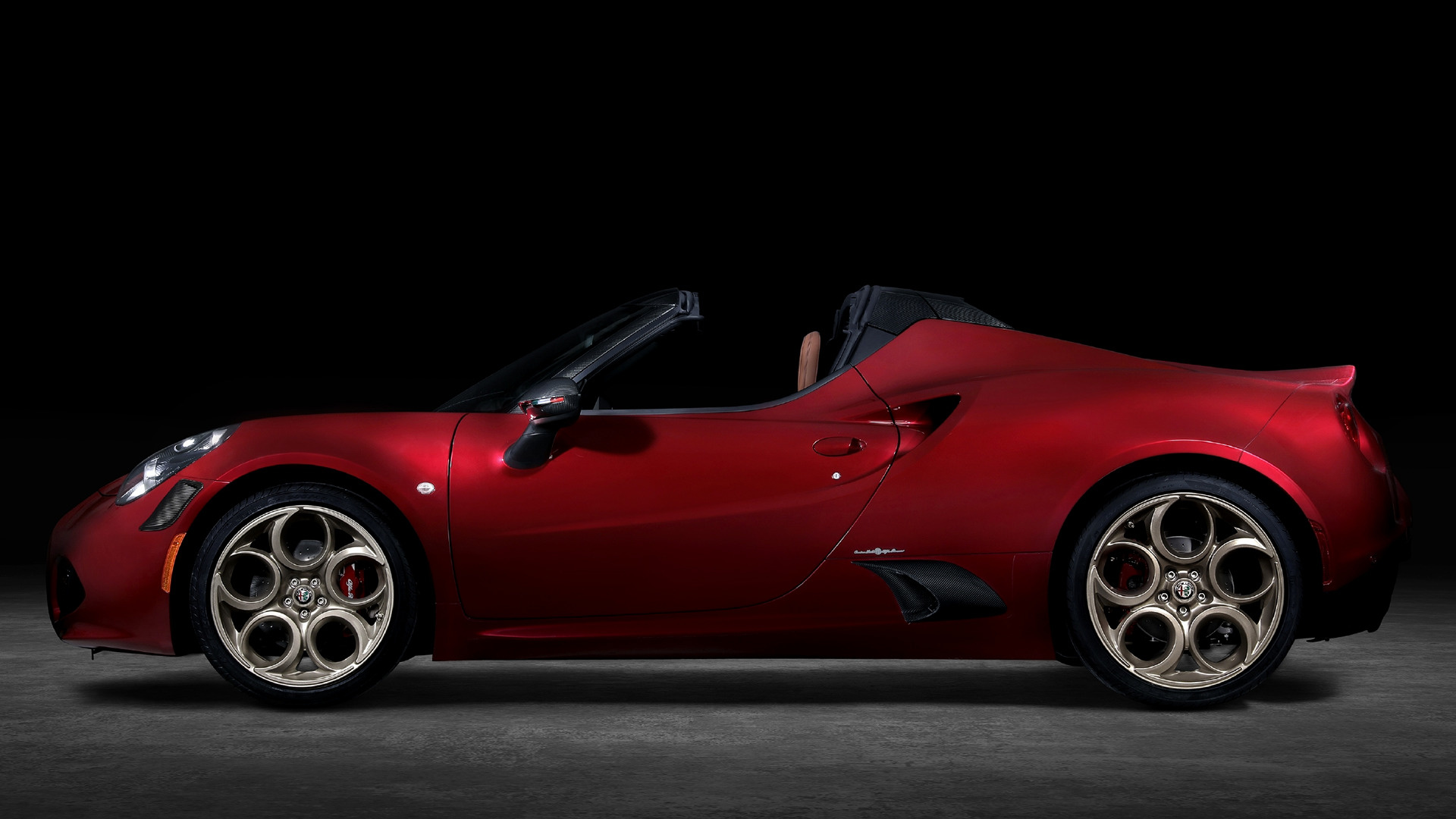 Red Alfa Romeo 4C Spider 33 Stradale Tributo Convertible HD Wallpaper