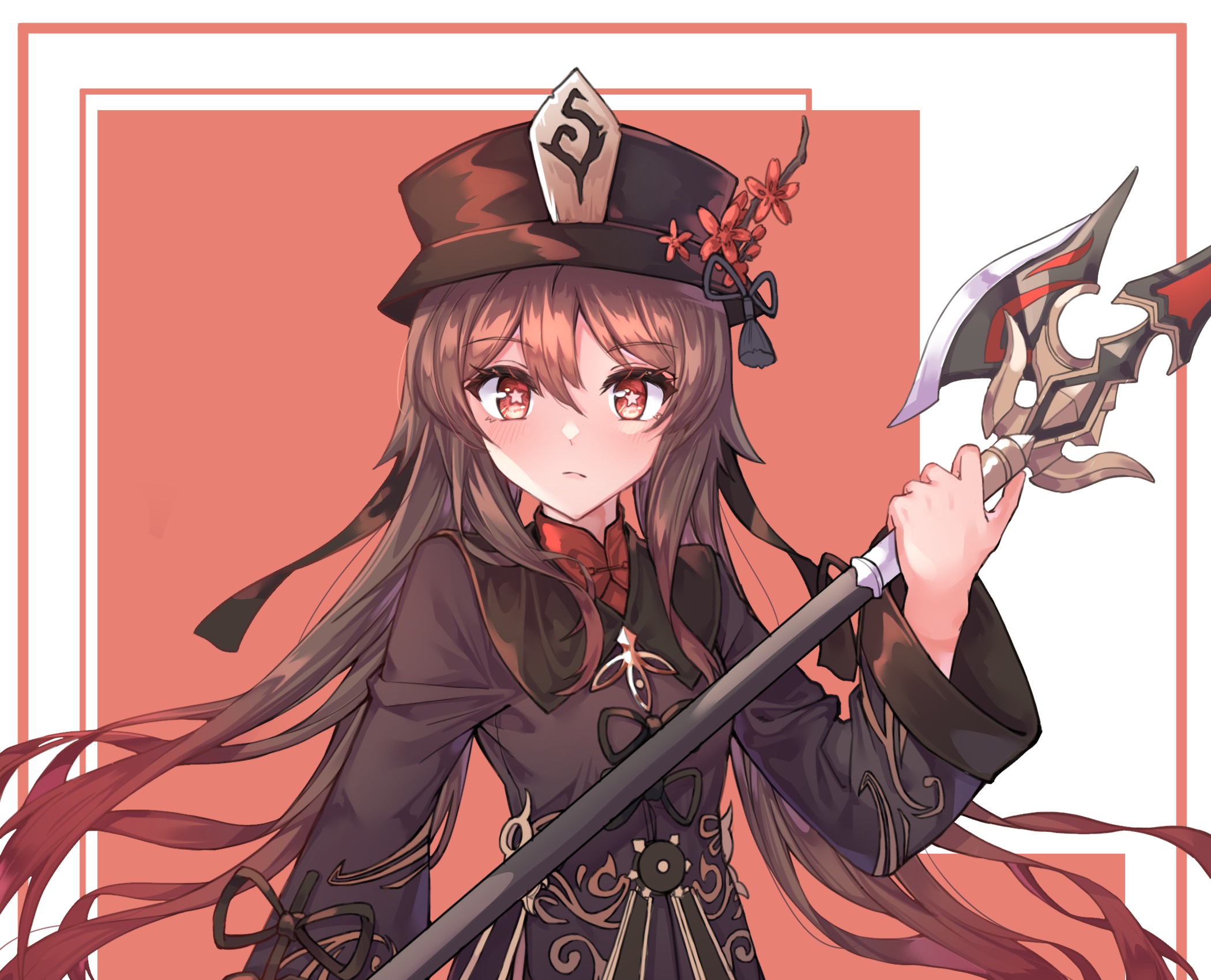 Hu Tao from Genshin Impact holding a polearm HD Wallpaper