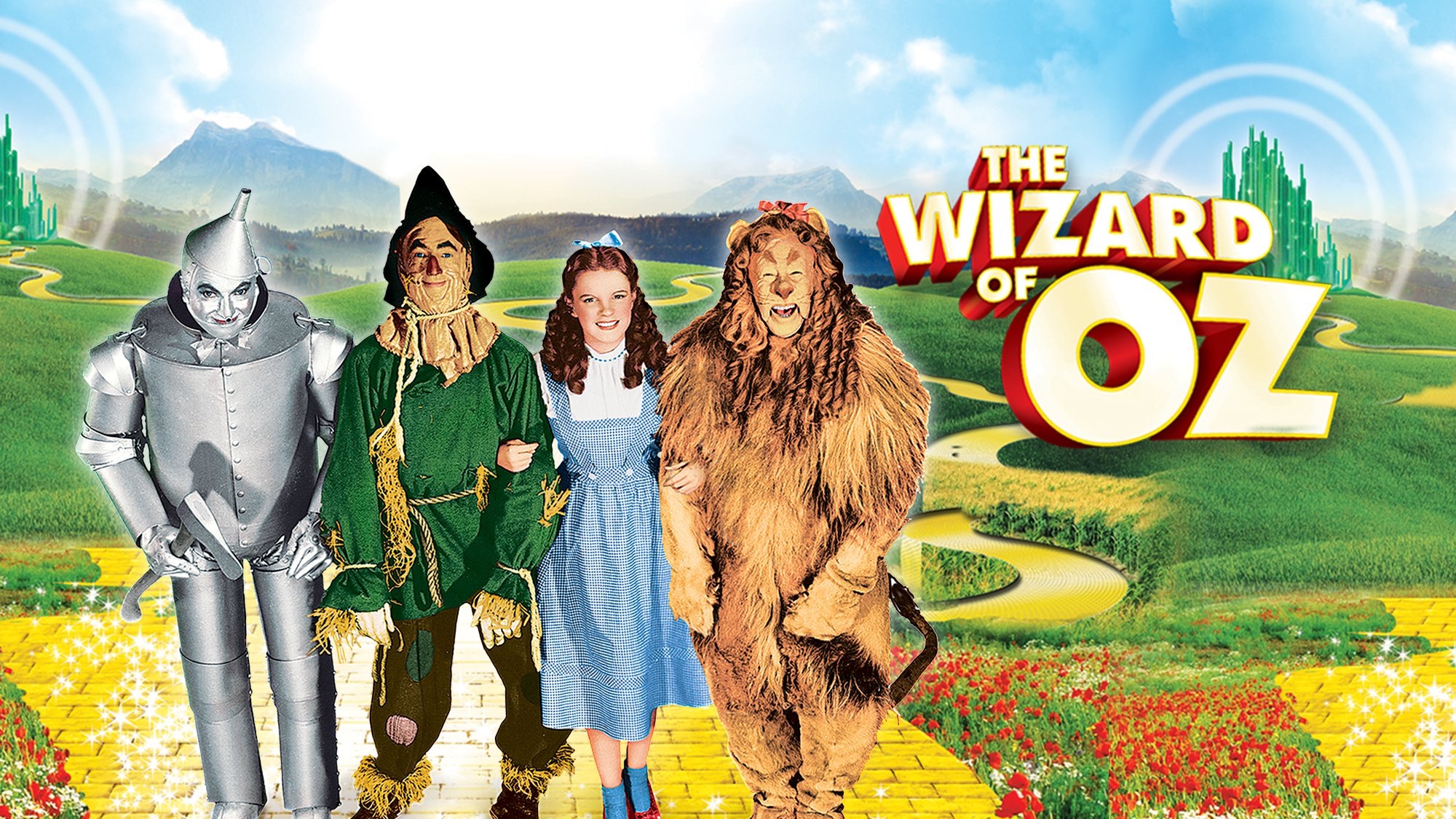 The Wizard of Oz characters on the Yellow Brick Road HD Wallpaper