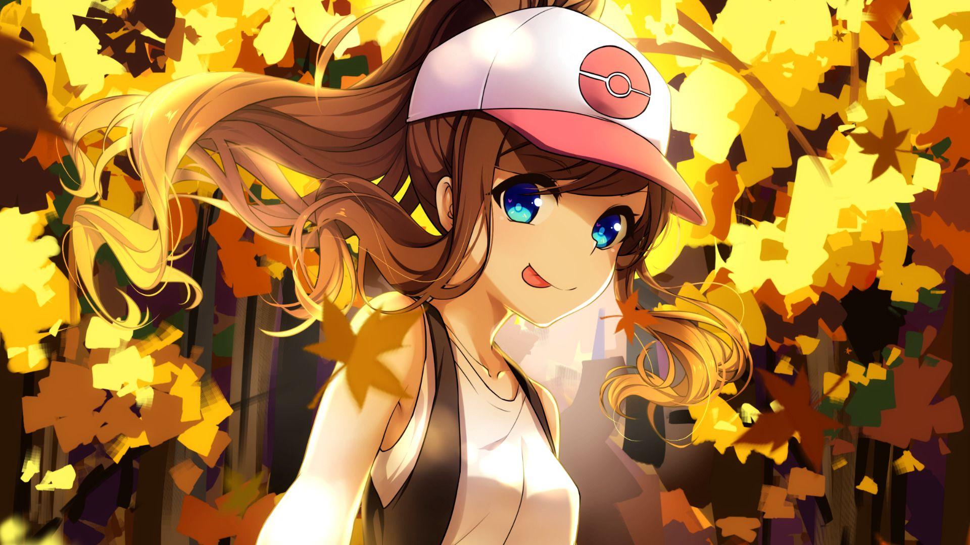 Hilda from Pokémon in autumn forest HD Wallpaper