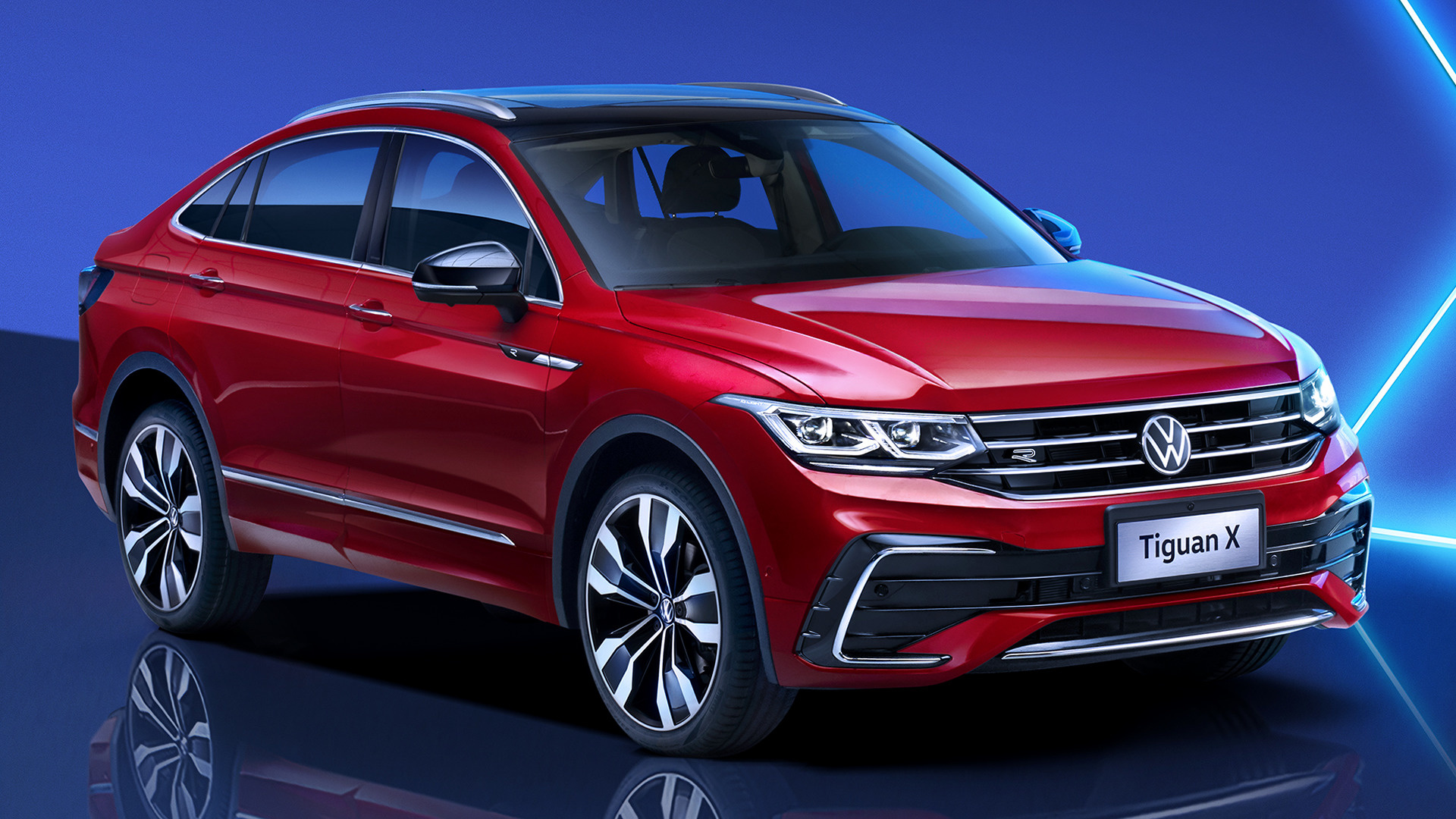 Red Volkswagen Tiguan X R-Line SUV HD Wallpaper