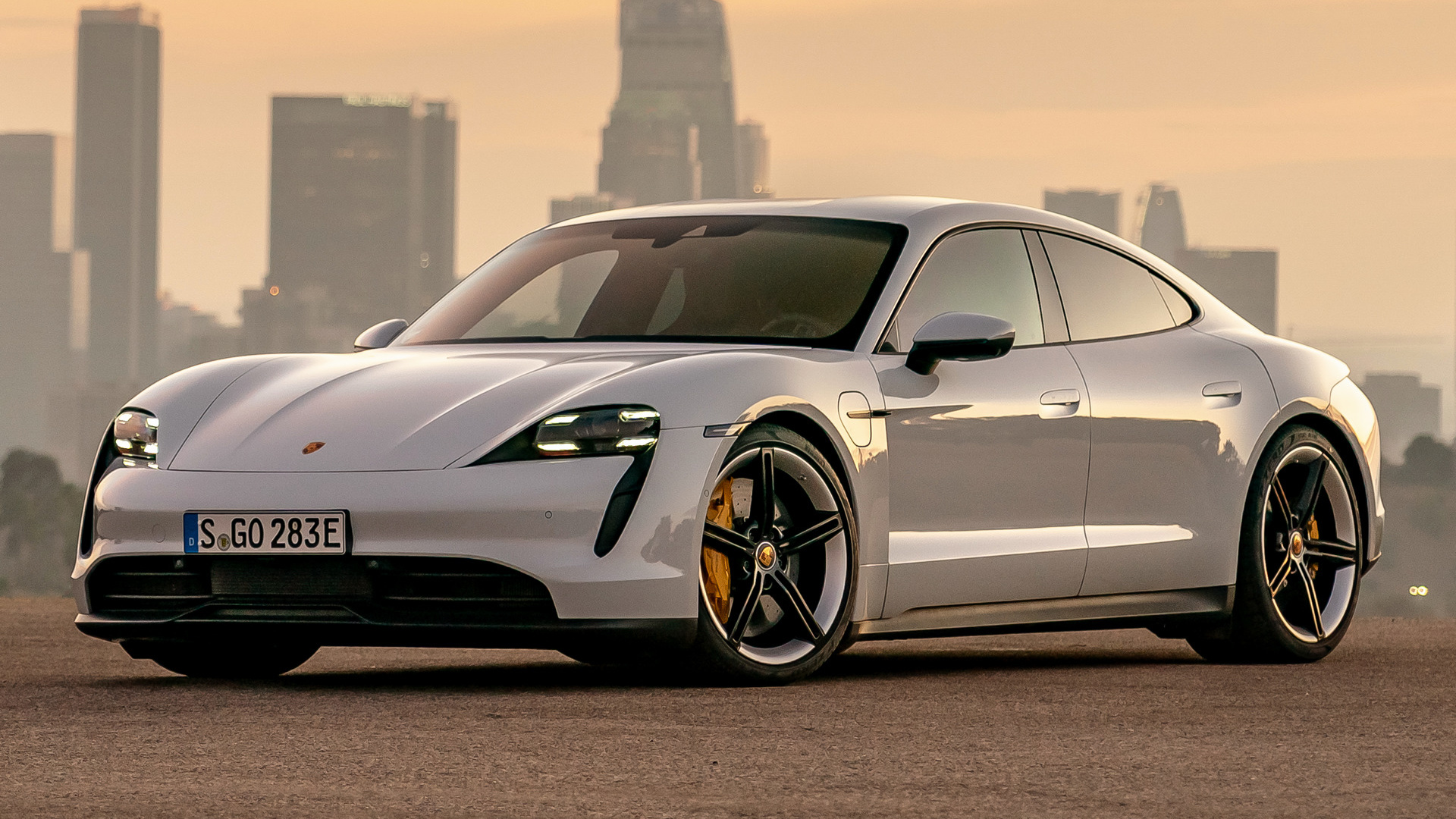 White Porsche Taycan 4S Electric Sedan HD Wallpaper