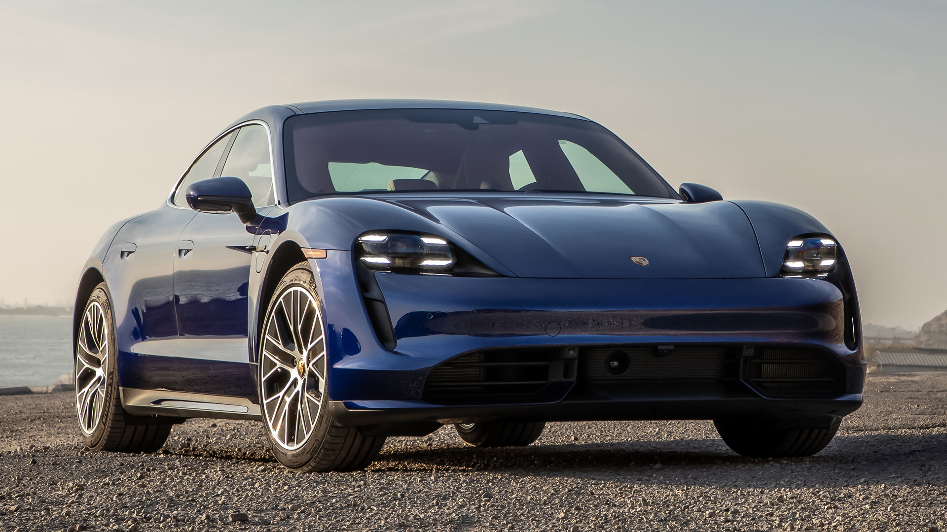 Blue 2020 Porsche Taycan Turbo Electric Sedan HD Wallpaper