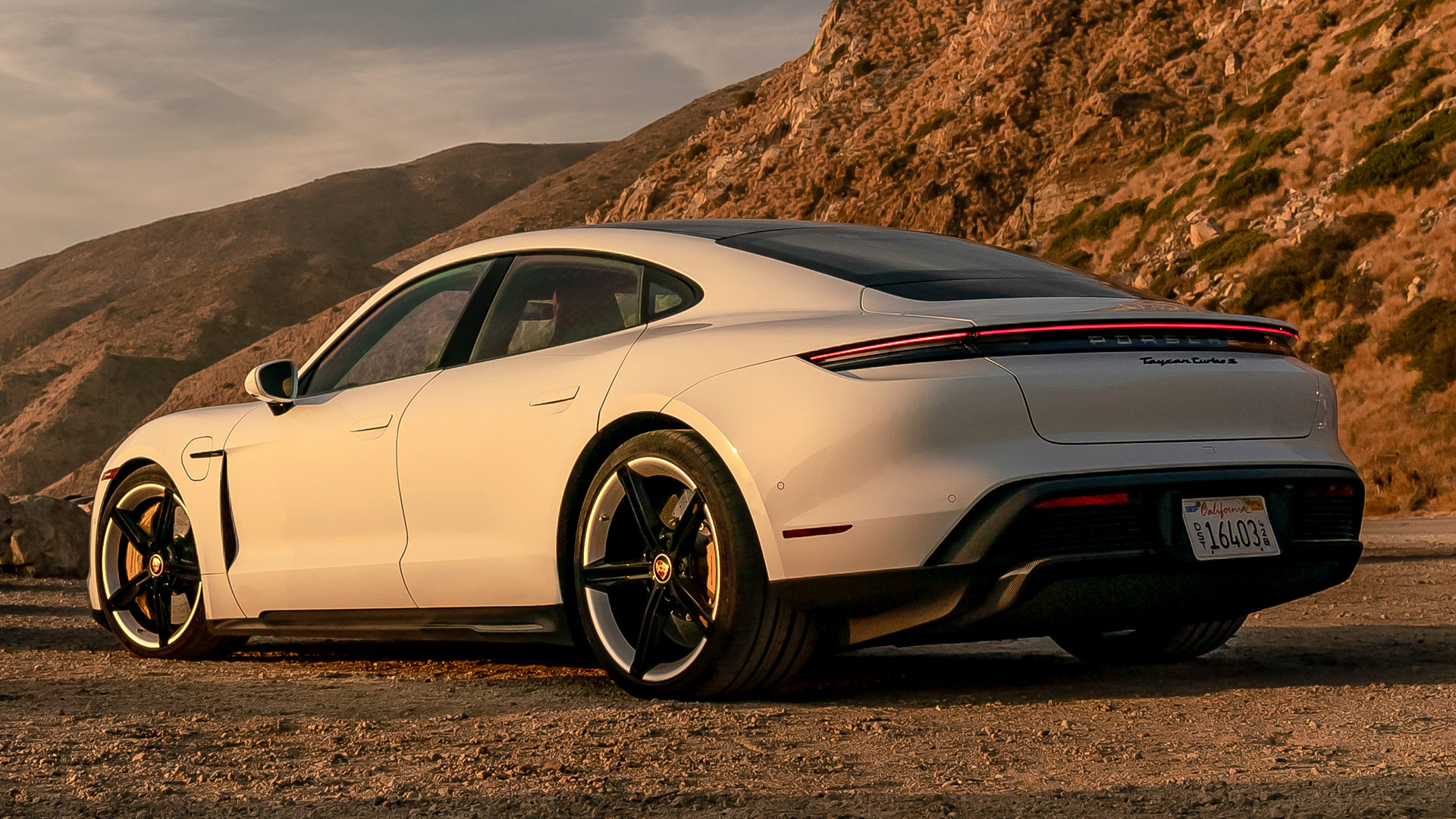 White 2020 Porsche Taycan Turbo S Electric Sedan HD Wallpaper