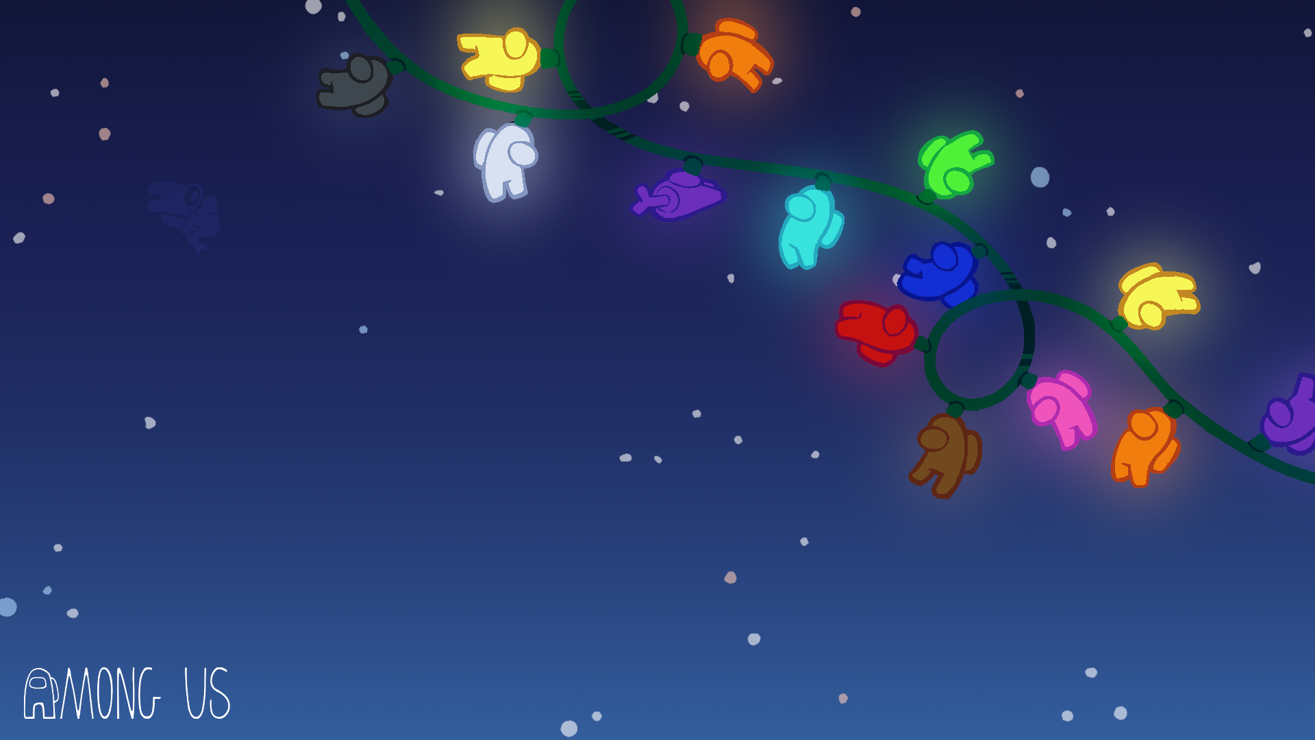 Among Us characters as Christmas lights HD Wallpaper