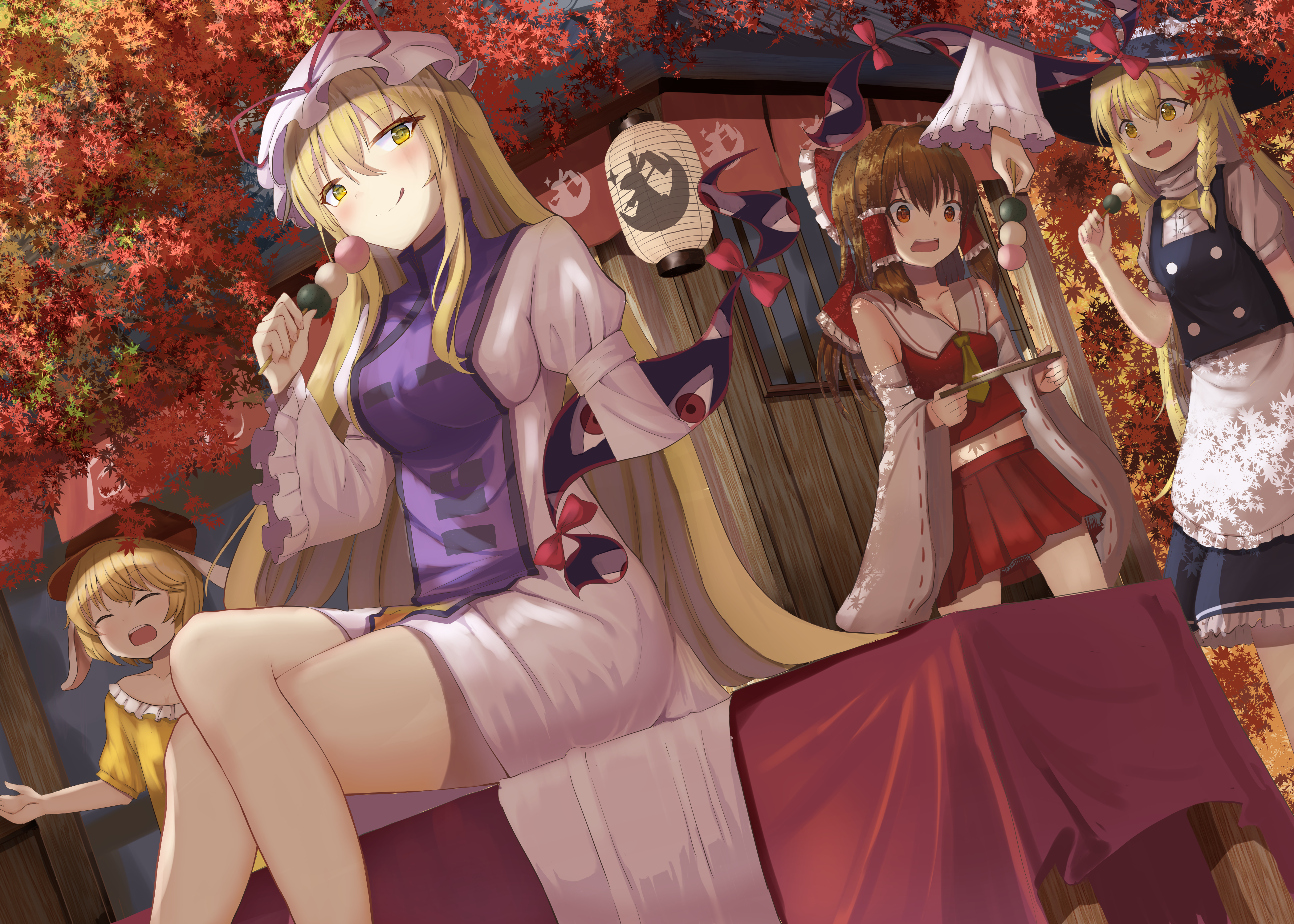 Touhou 4K: Reimu Hakurei, Marisa Kirisame, Yukari Yakumo HD Wallpaper