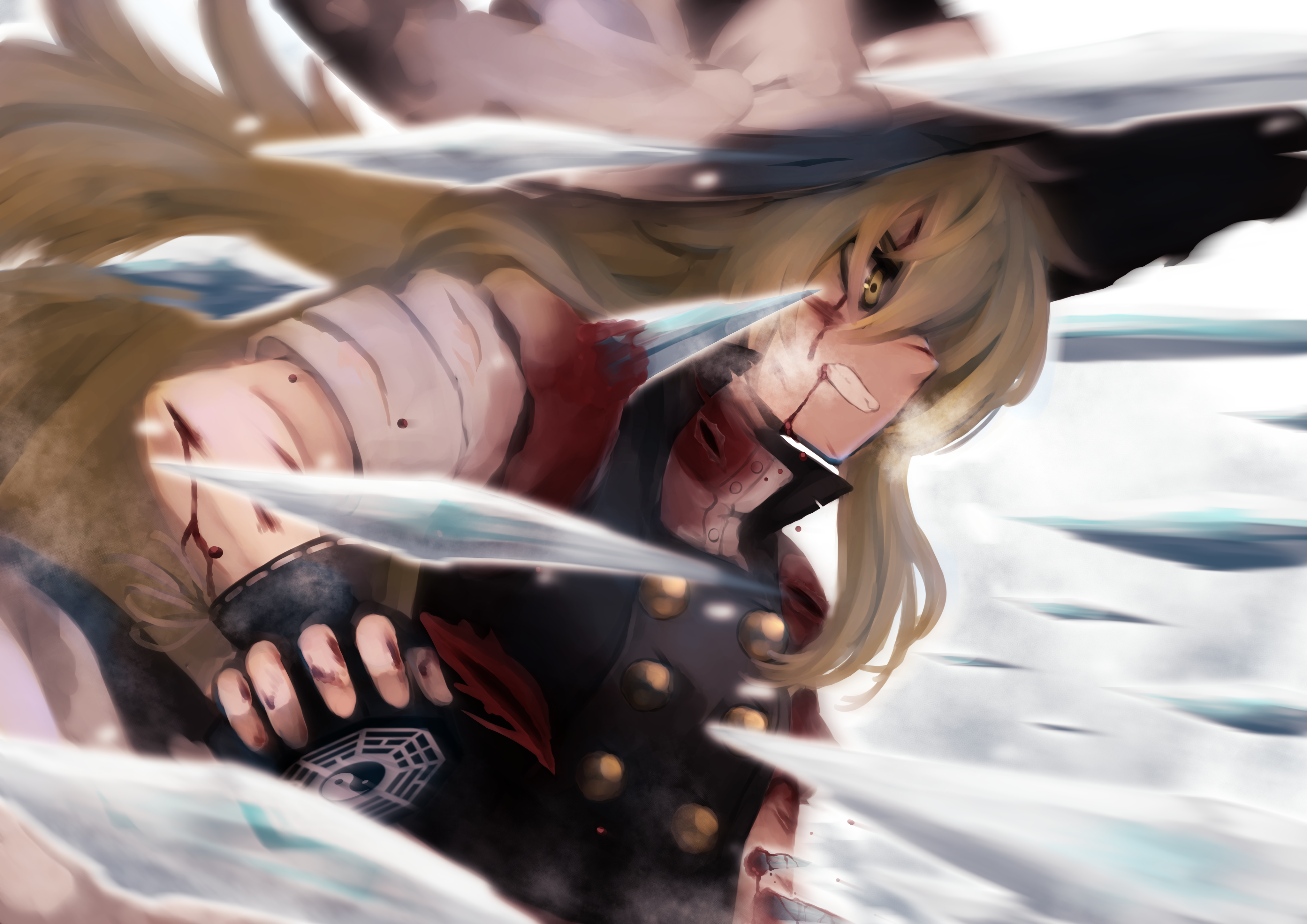Marisa Kirisame from Touhou Project with blood HD Wallpaper