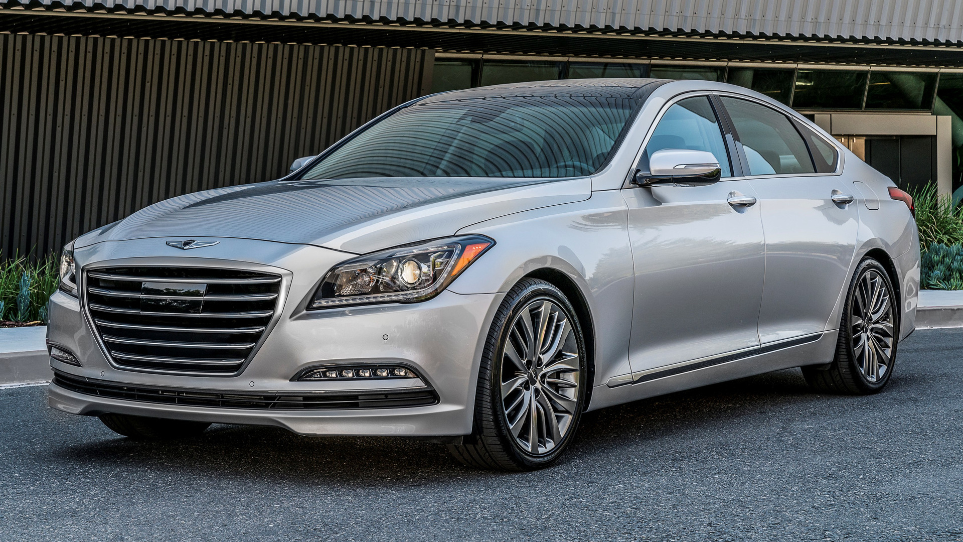 2017 Genesis G80 Silver Luxury Sedan HD Wallpaper