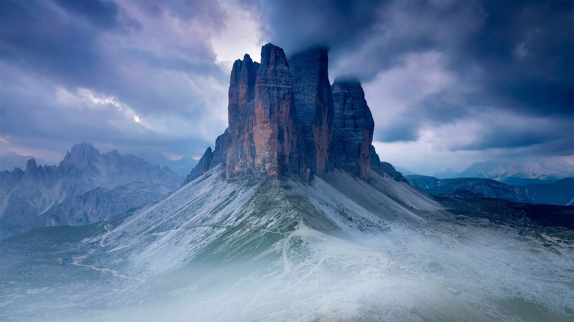 Tre Cime di Lavaredo mountains in Dolomites, Italy HD Wallpaper