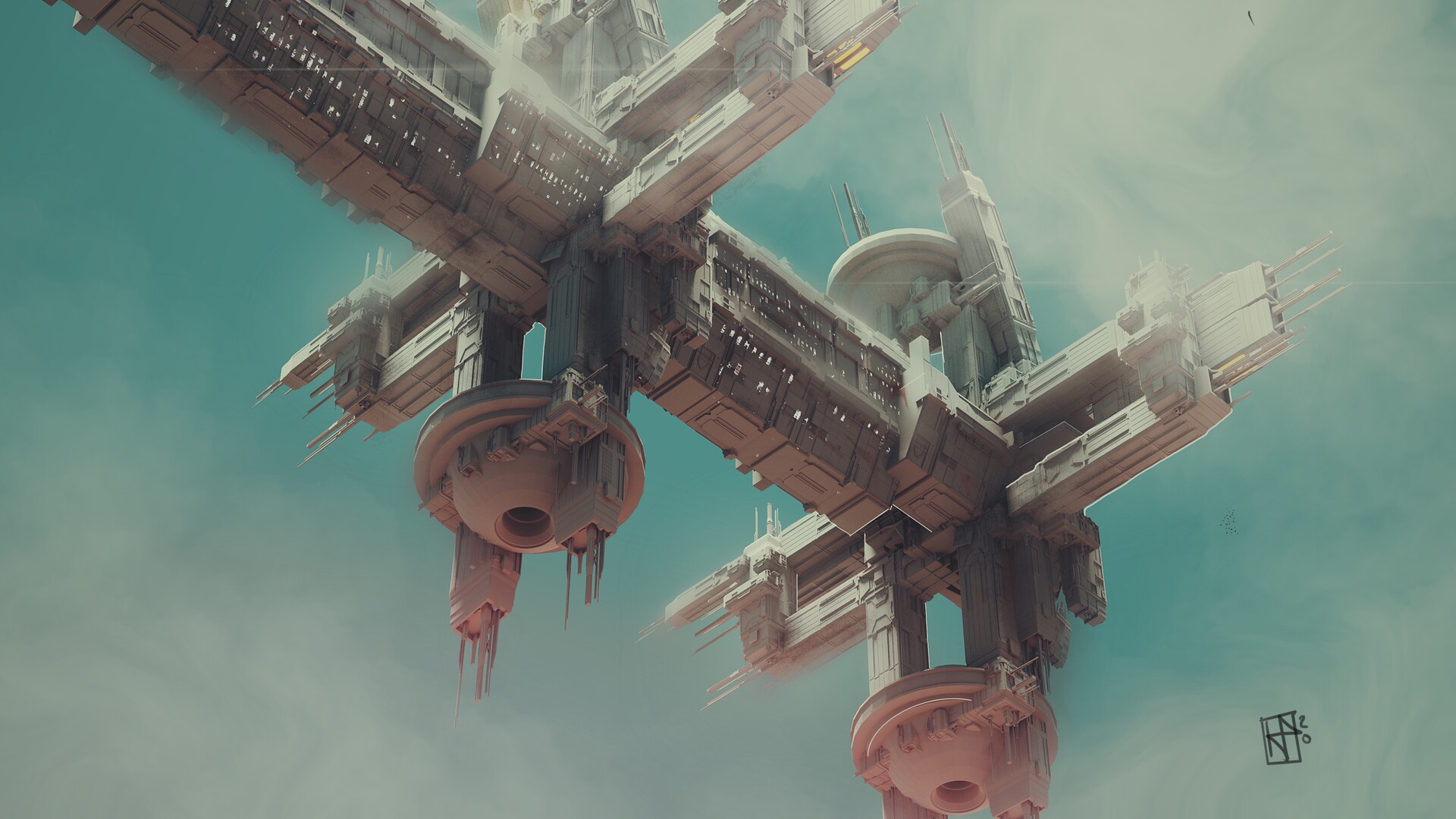 Binary Orbital Bulkhead (B.O.B) Sci-Fi Structure HD Wallpaper