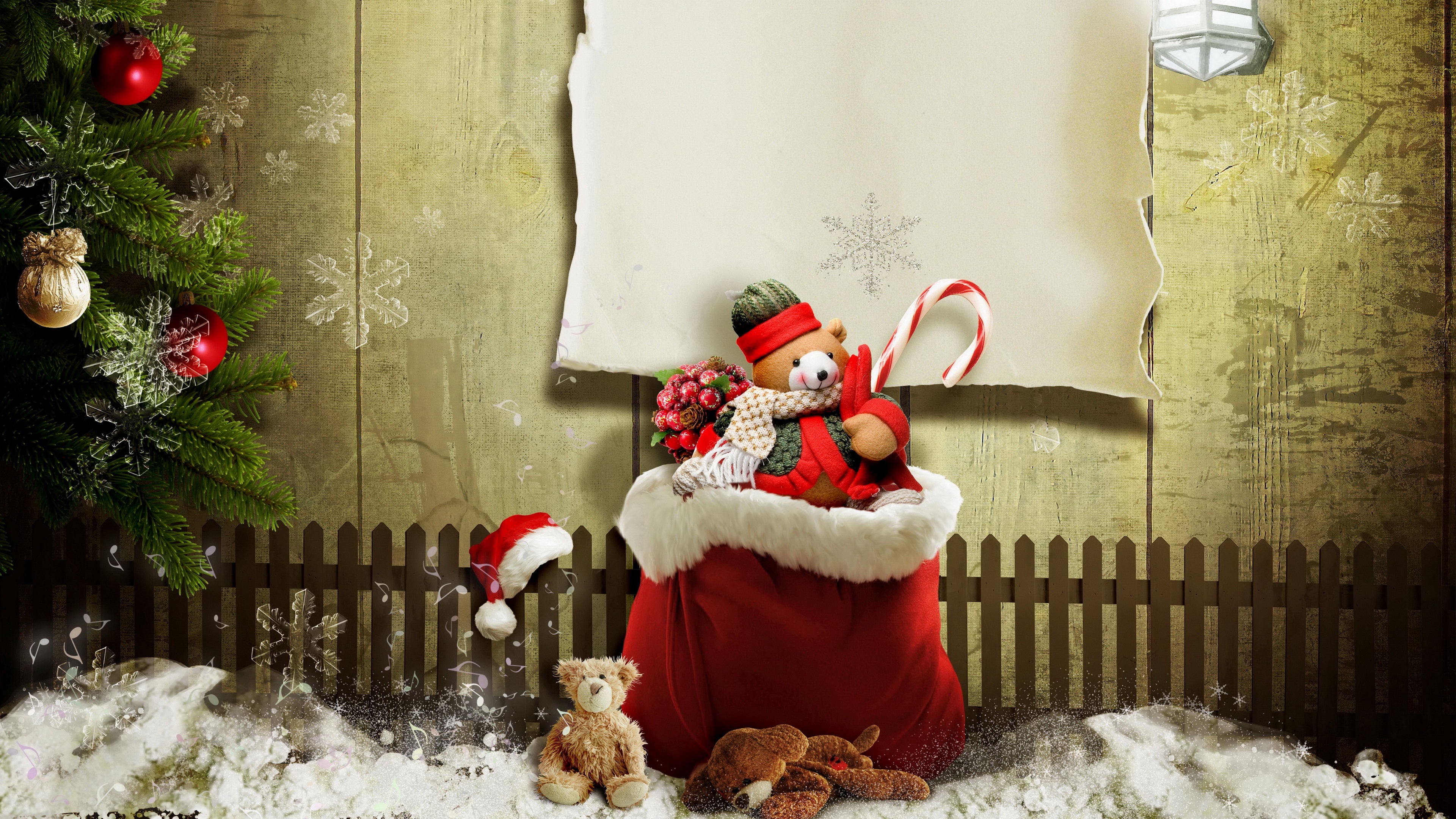 Christmas Stuffed Animals and Decorations 4K HD Wallpaper