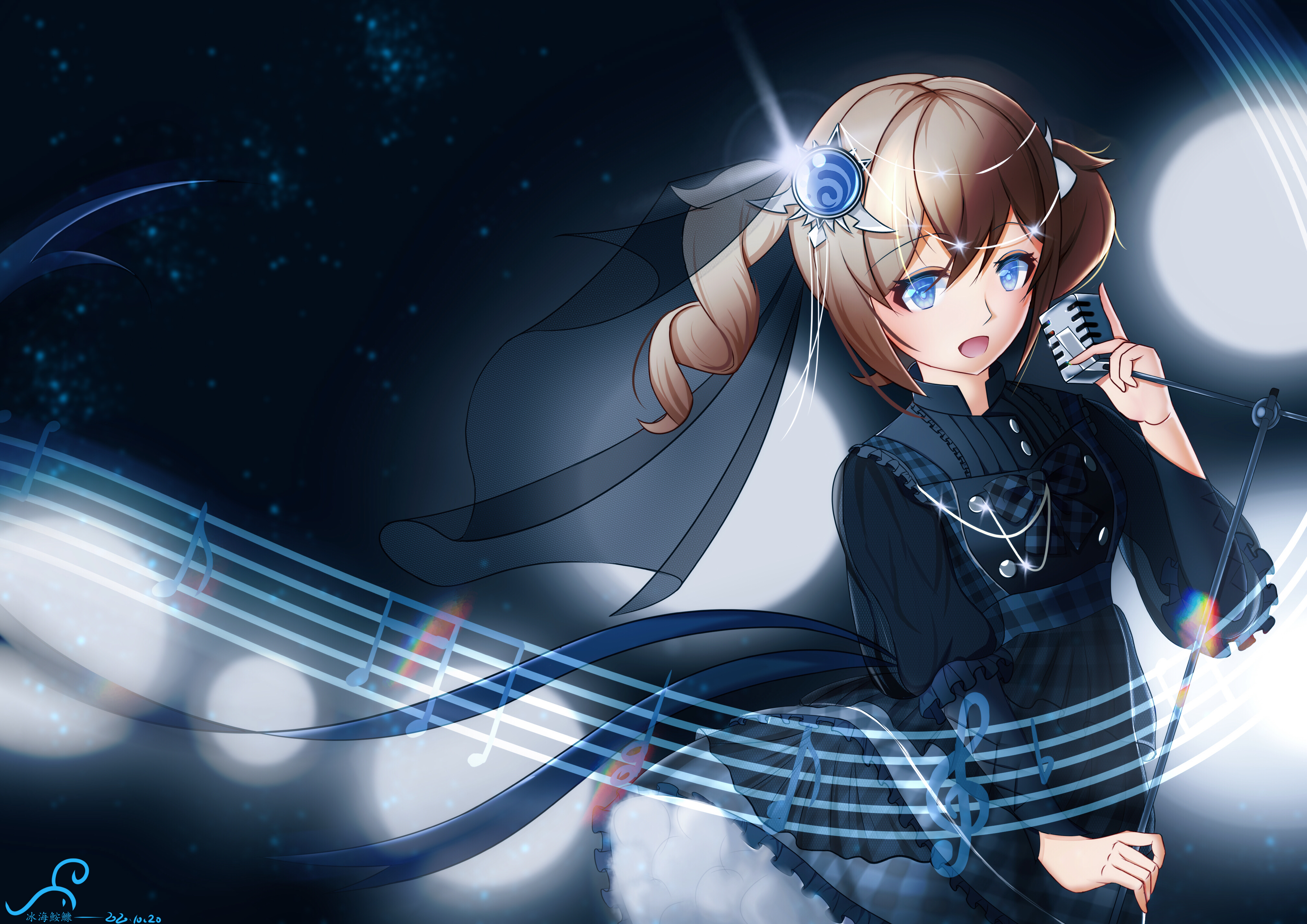 Barbara from Genshin Impact singing with a microphone HD Wallpaper
