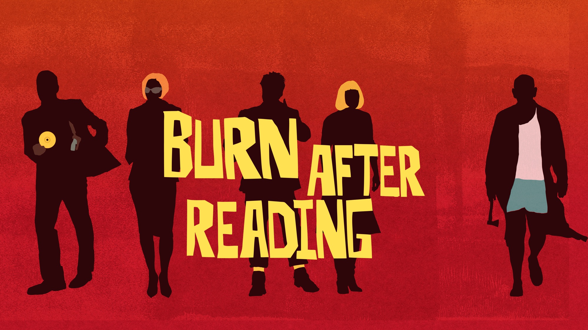 Burn After Reading movie title with silhouettes HD Wallpaper