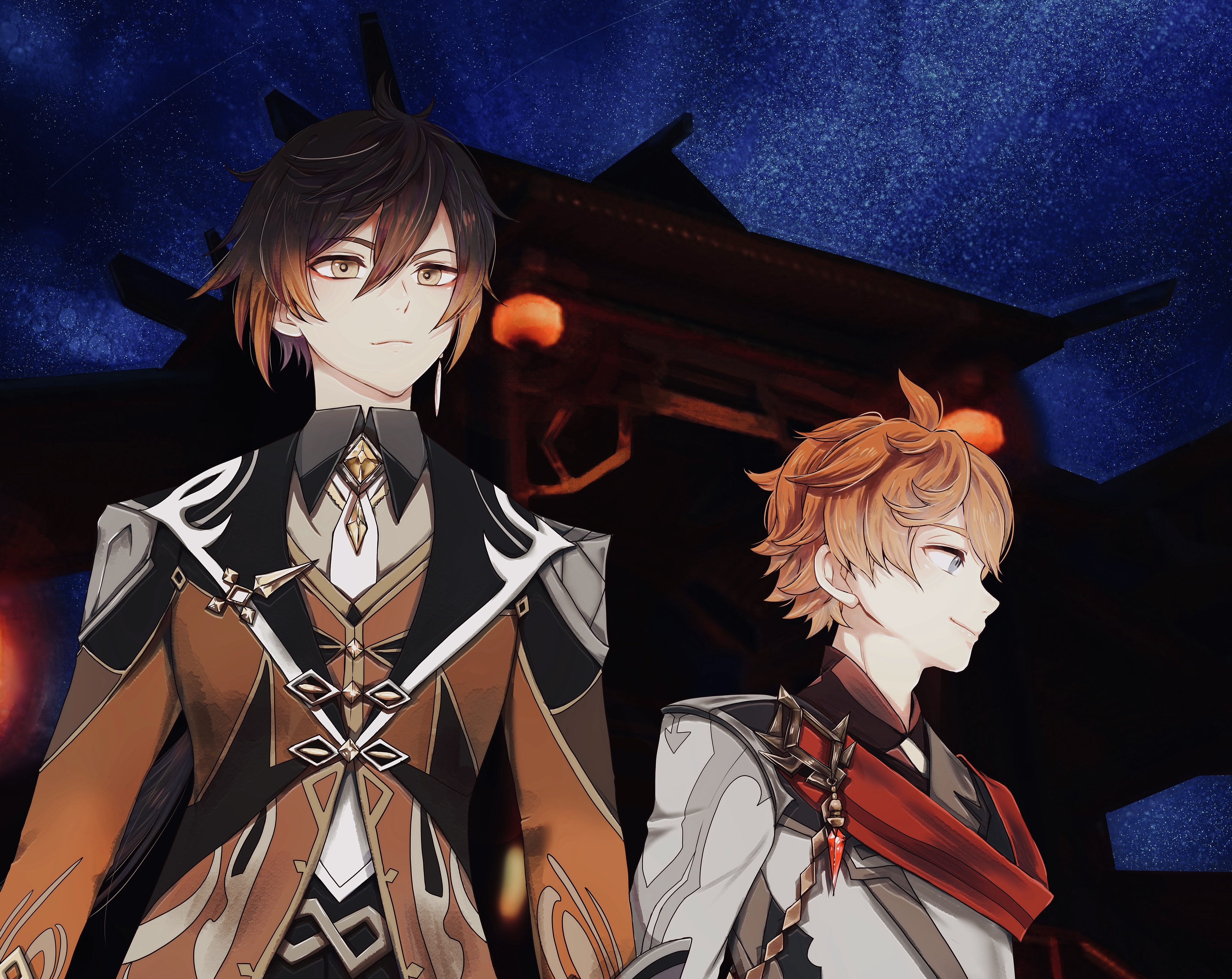 Zhongli and Tartaglia from Genshin Impact HD Wallpaper