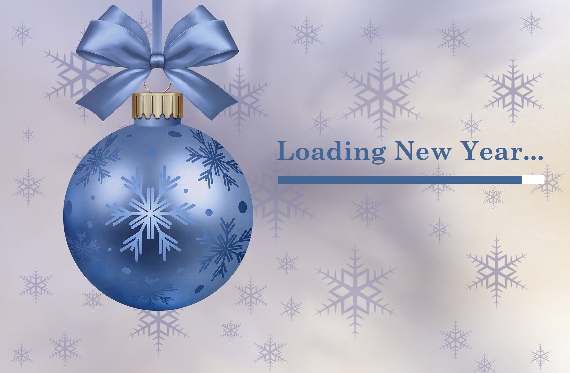 Blue Christmas ornament with snowflakes and loading bar HD Wallpaper