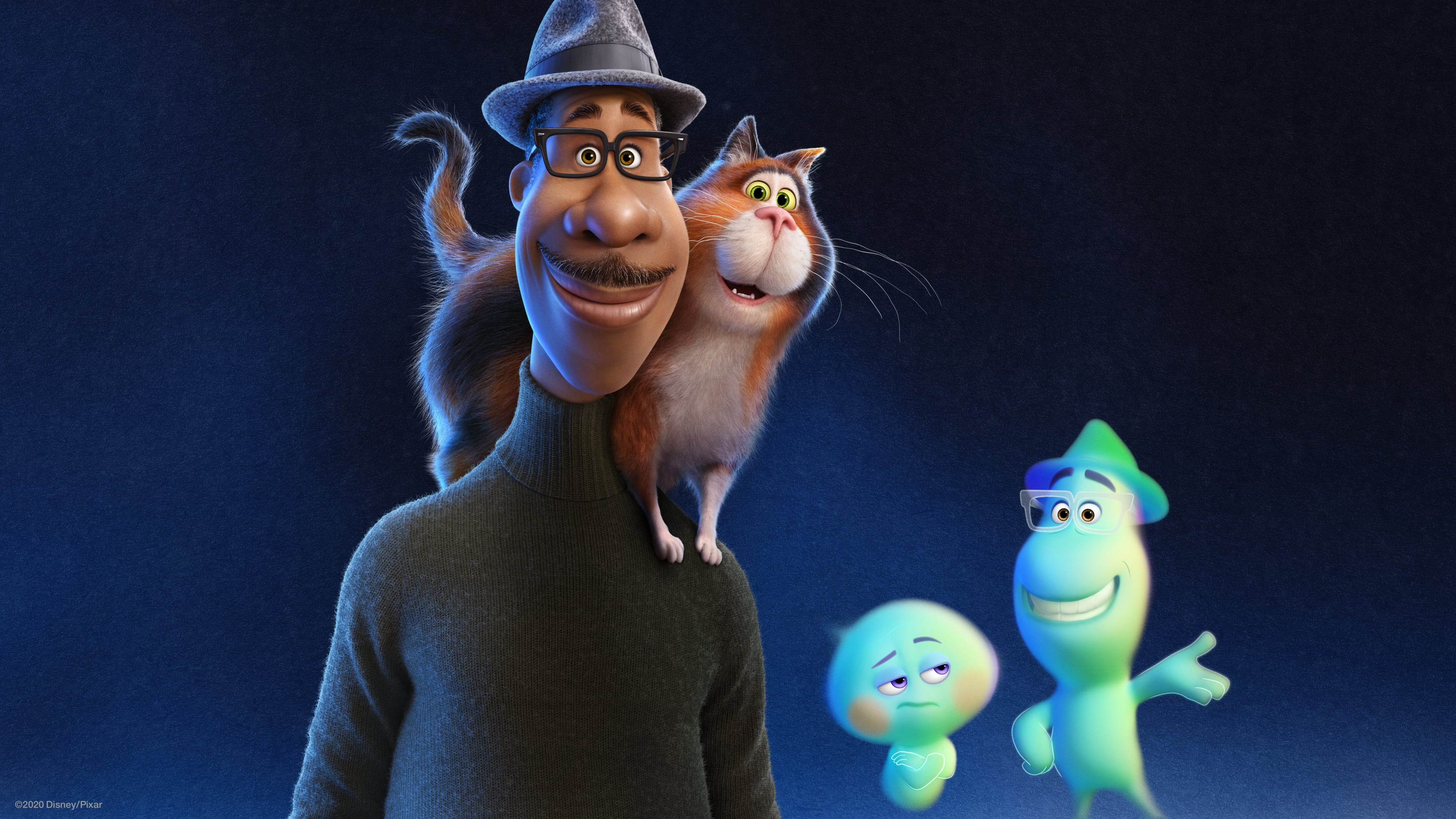 Joe Gardner and cat from Soul (2020) 4K HD Wallpaper