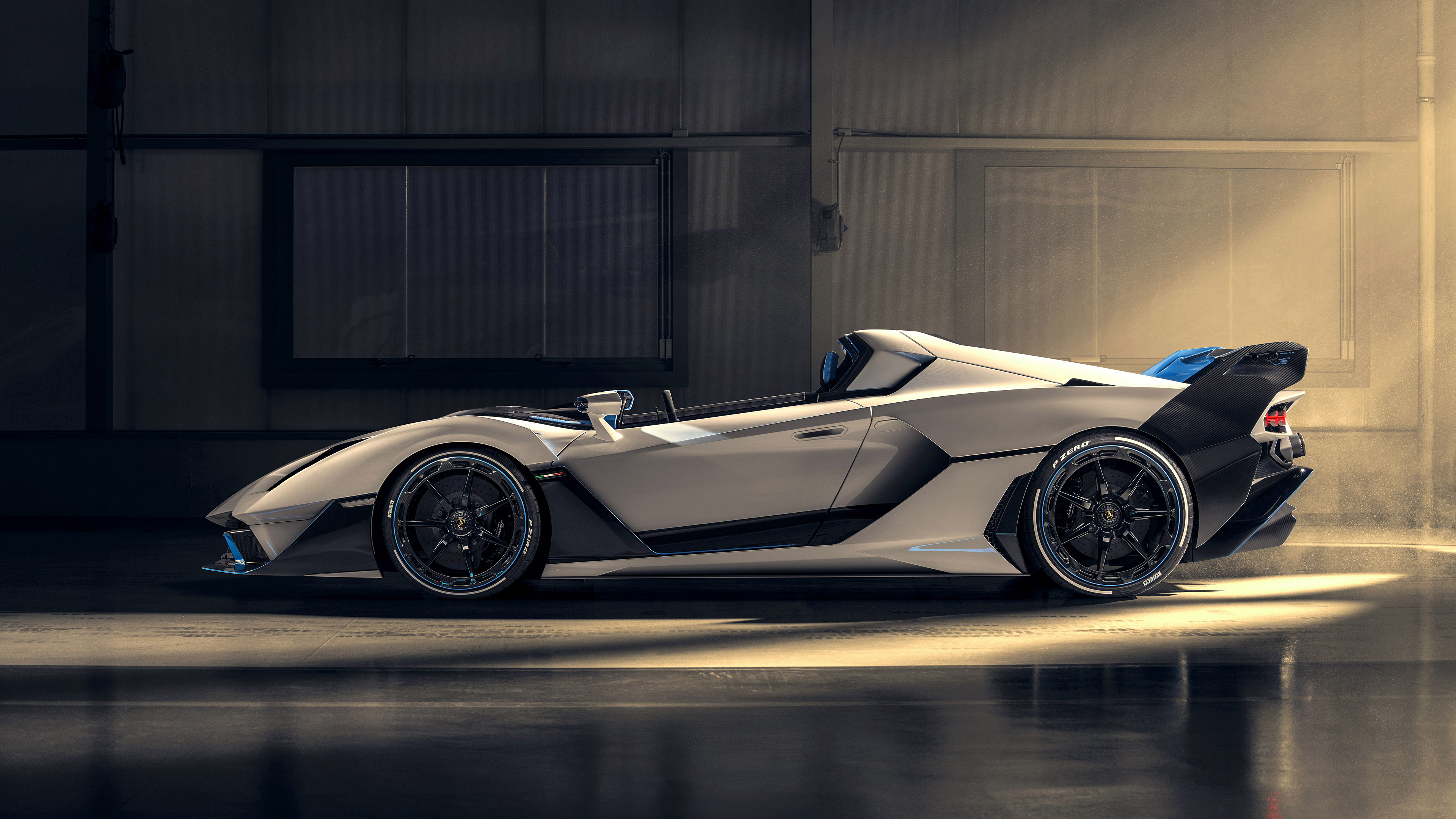 Lamborghini SC20 white supercar in a garage HD Wallpaper